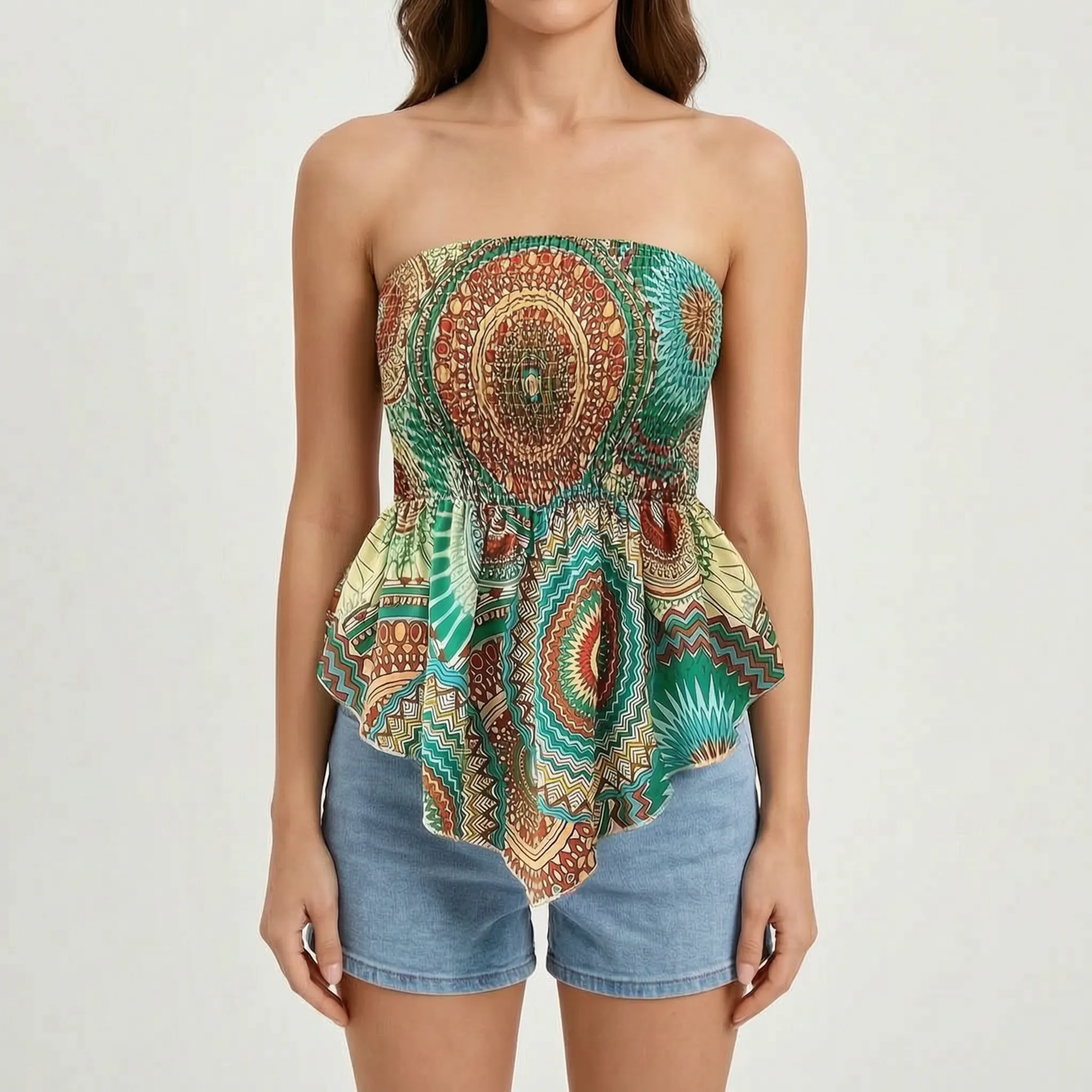 Calypto™ -  Strapless Smocked Bohemian Top -  Warm Weather Styling