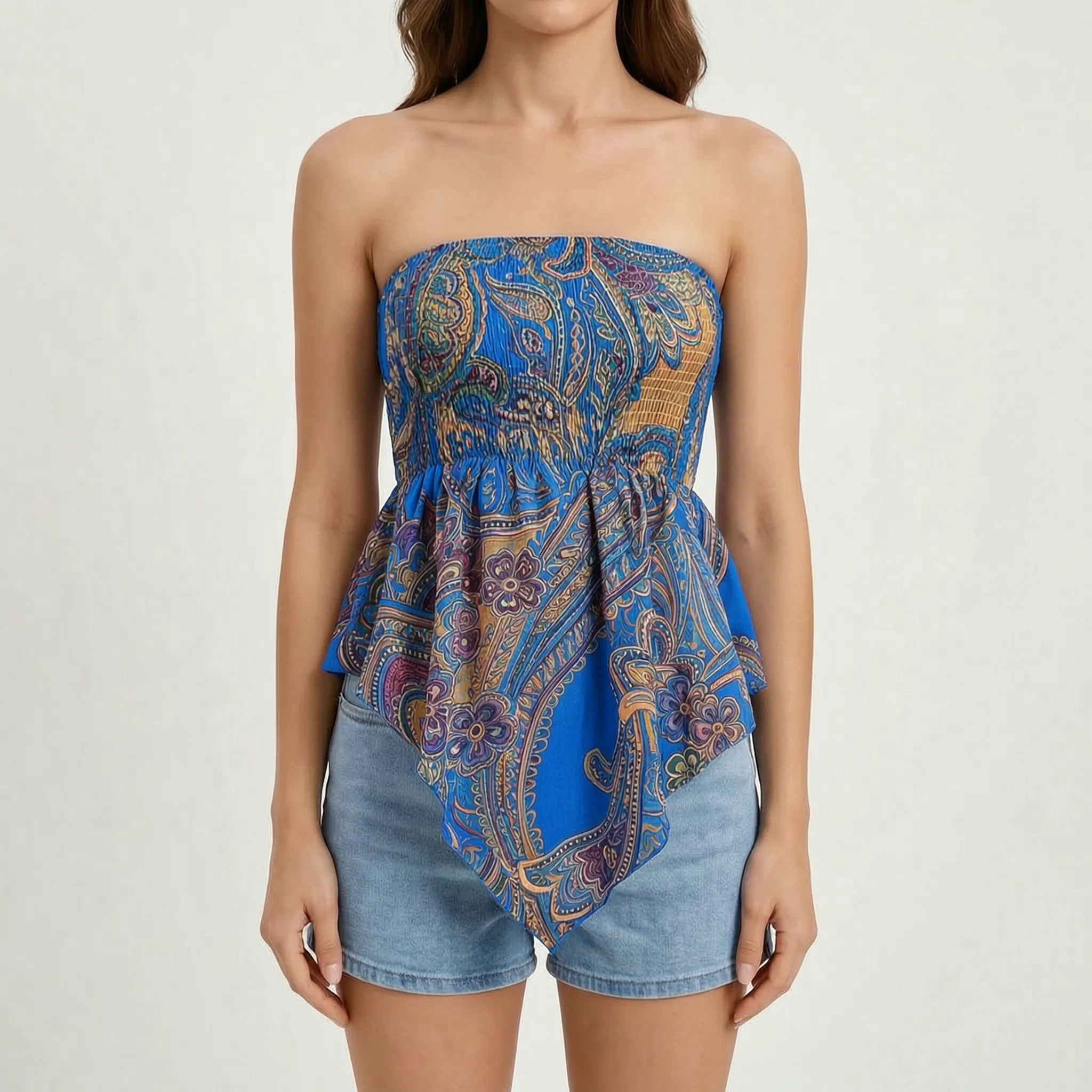 Calypto™ -  Strapless Smocked Bohemian Top -  Warm Weather Styling