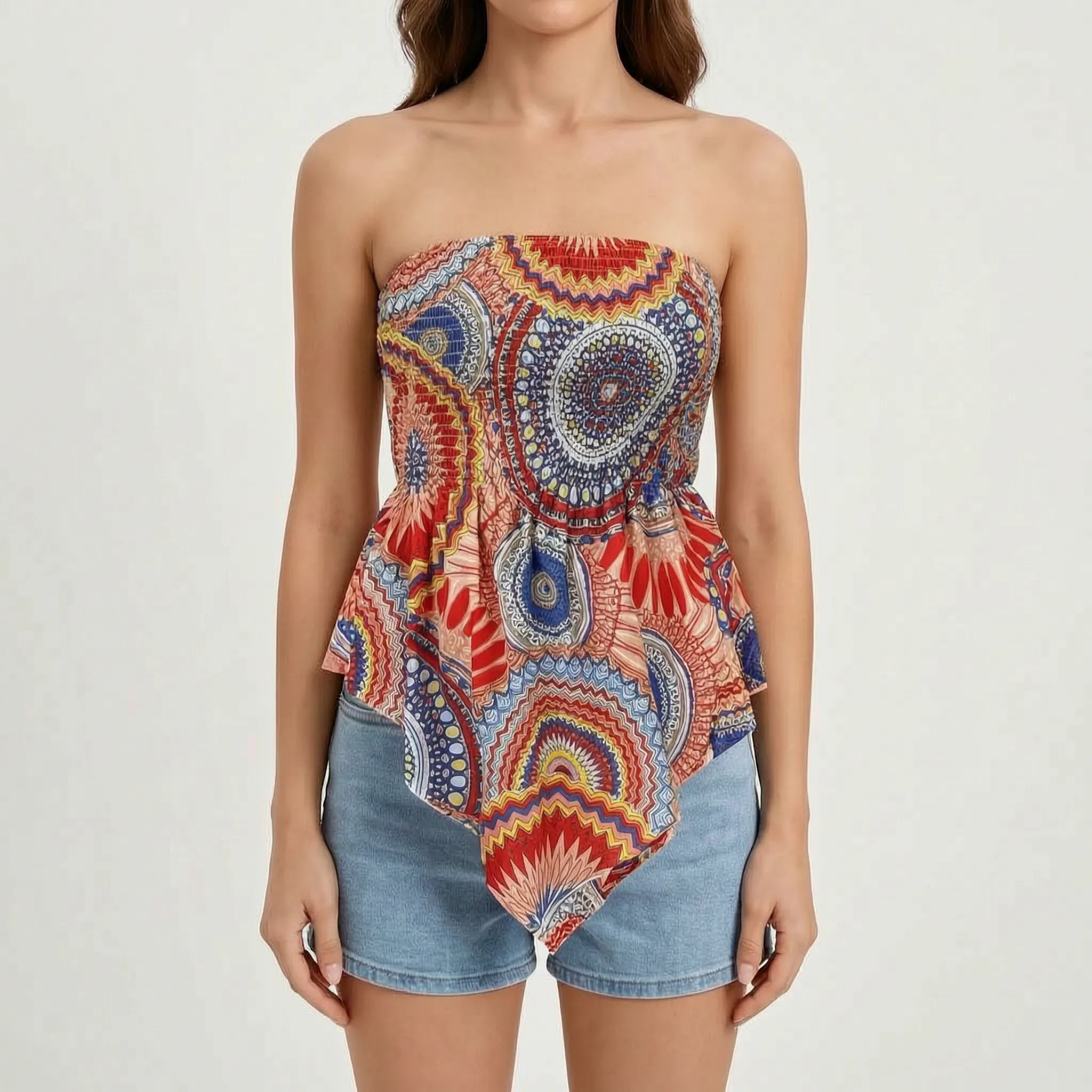 Calypto™ -  Strapless Smocked Bohemian Top -  Warm Weather Styling