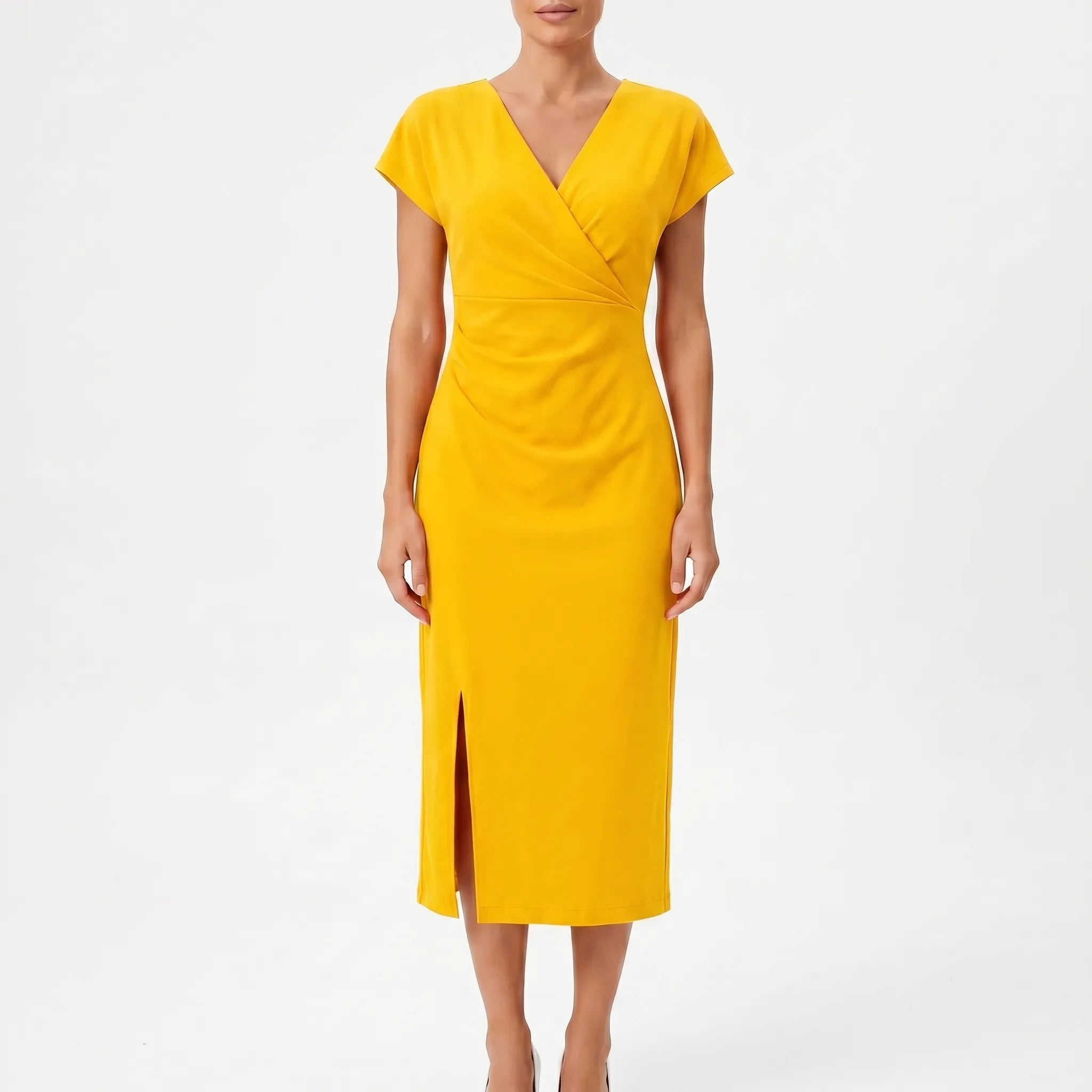 Calyxa™ -  V-Neck Midi Dress -  Evening Dining
