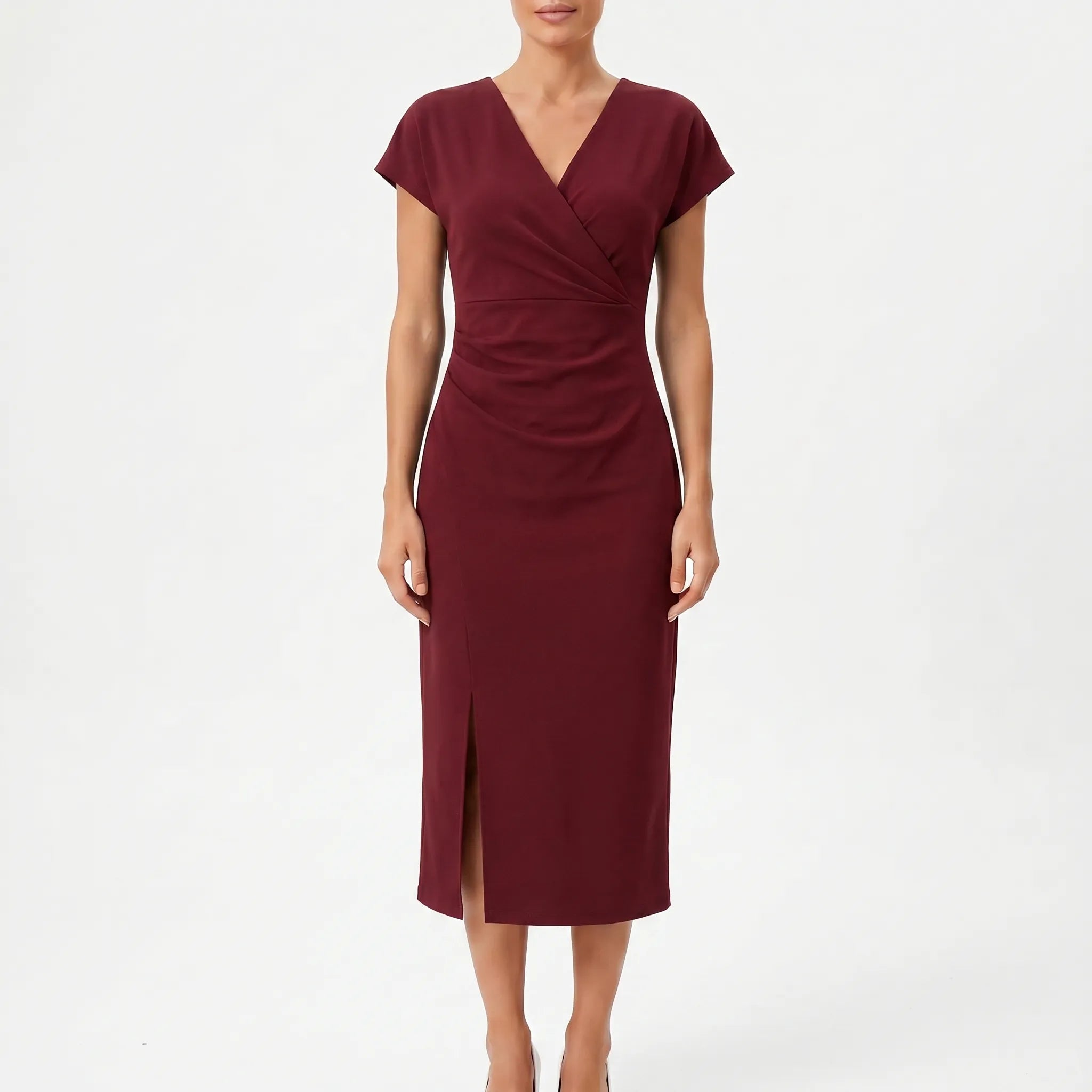 Calyxa™ -  V-Neck Midi Dress -  Evening Dining