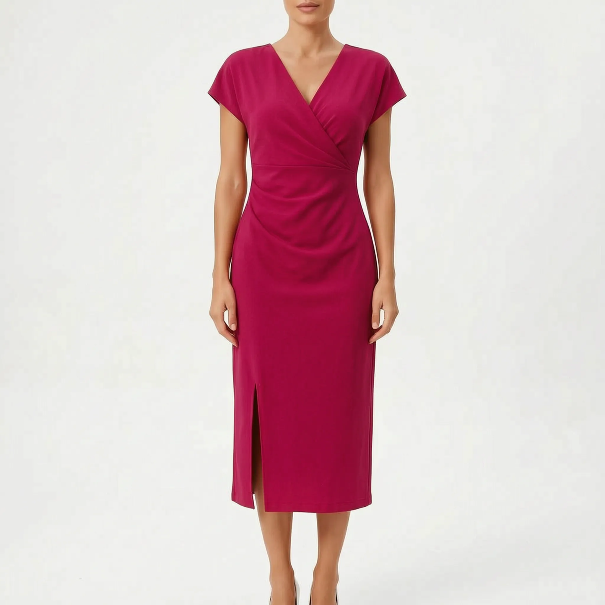 Calyxa™ -  V-Neck Midi Dress -  Evening Dining
