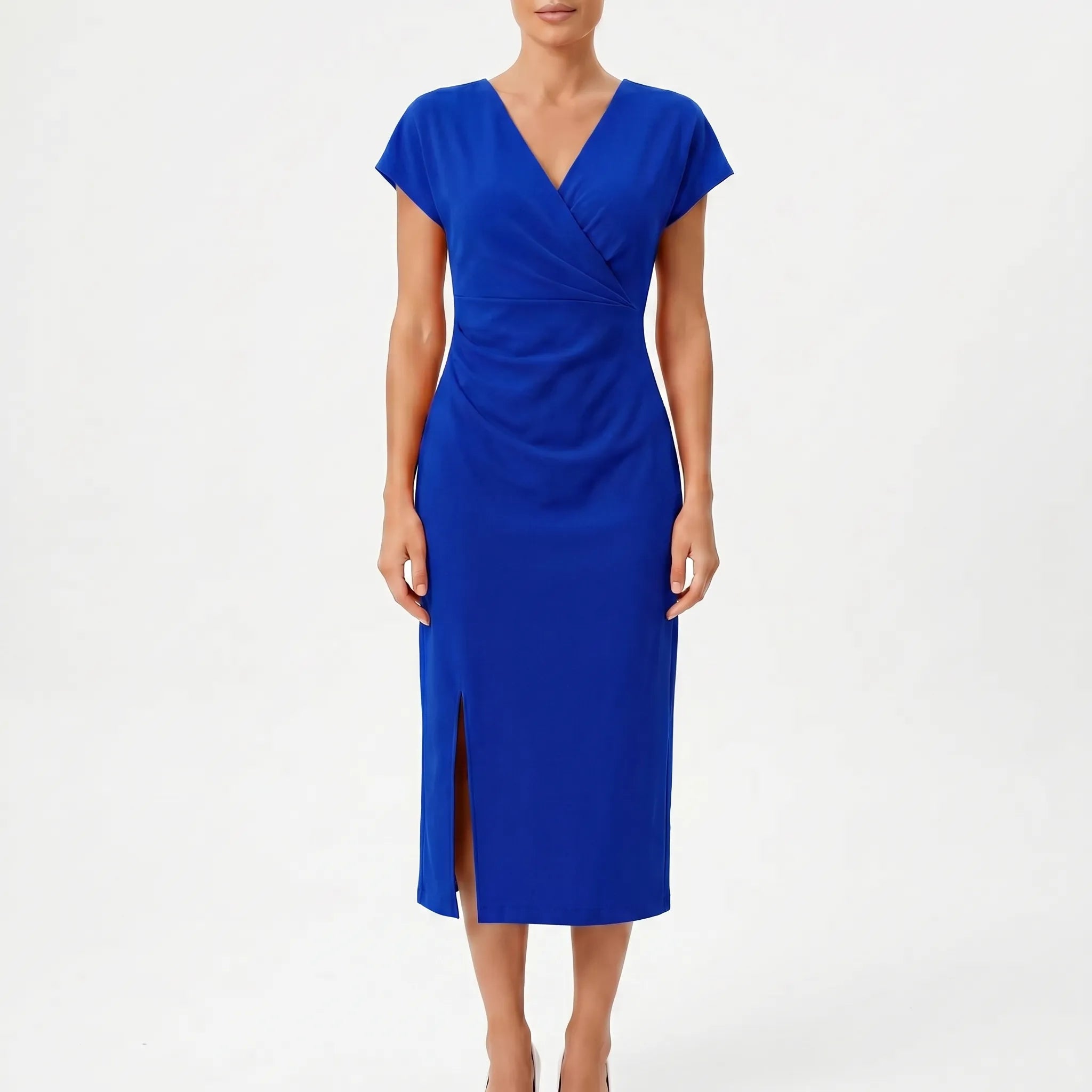 Calyxa™ -  V-Neck Midi Dress -  Evening Dining