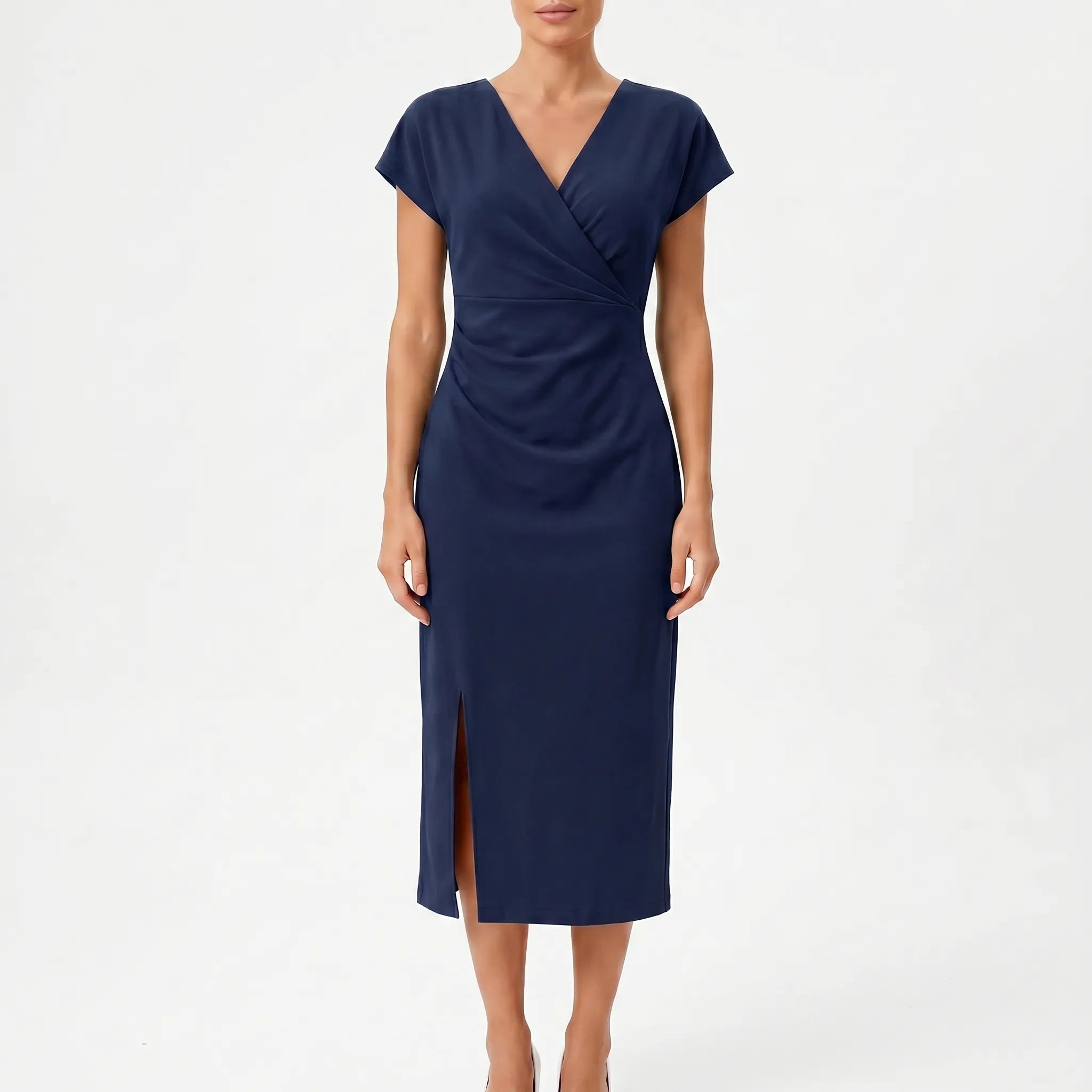 Calyxa™ -  V-Neck Midi Dress -  Evening Dining