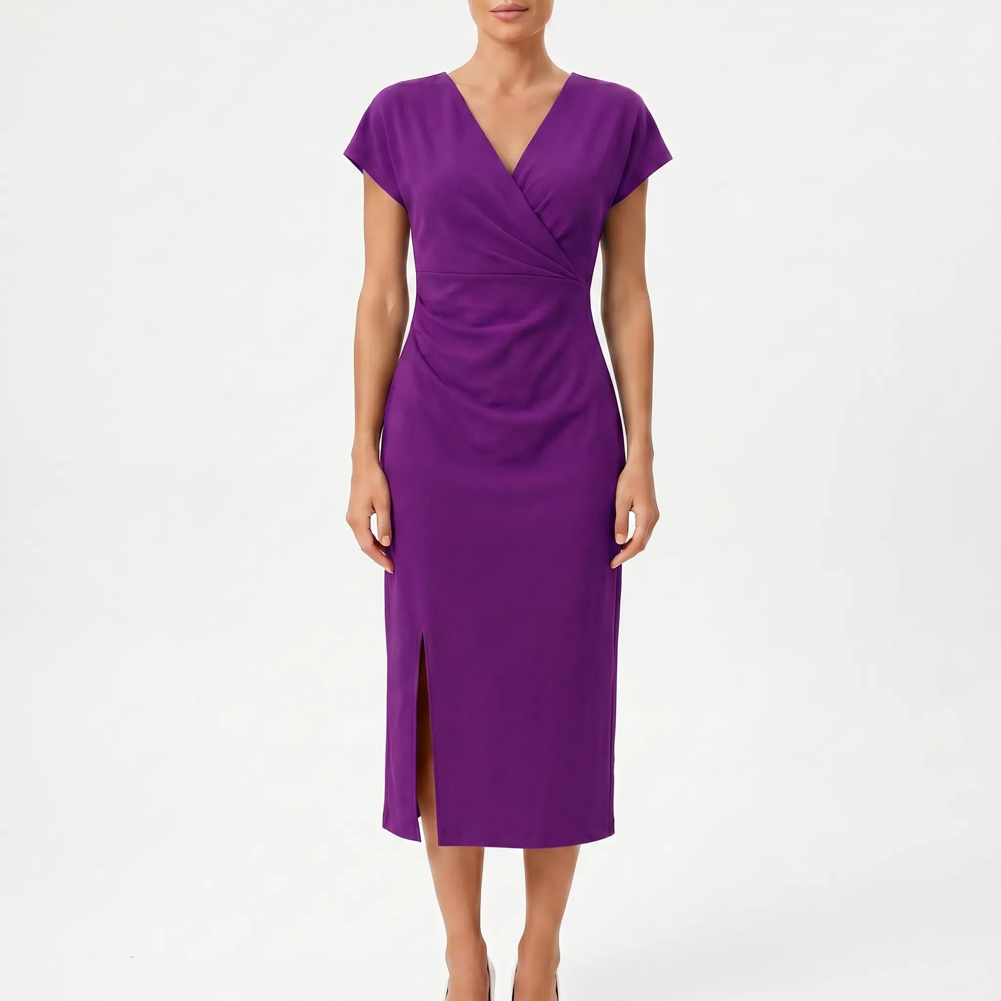 Calyxa™ -  V-Neck Midi Dress -  Evening Dining