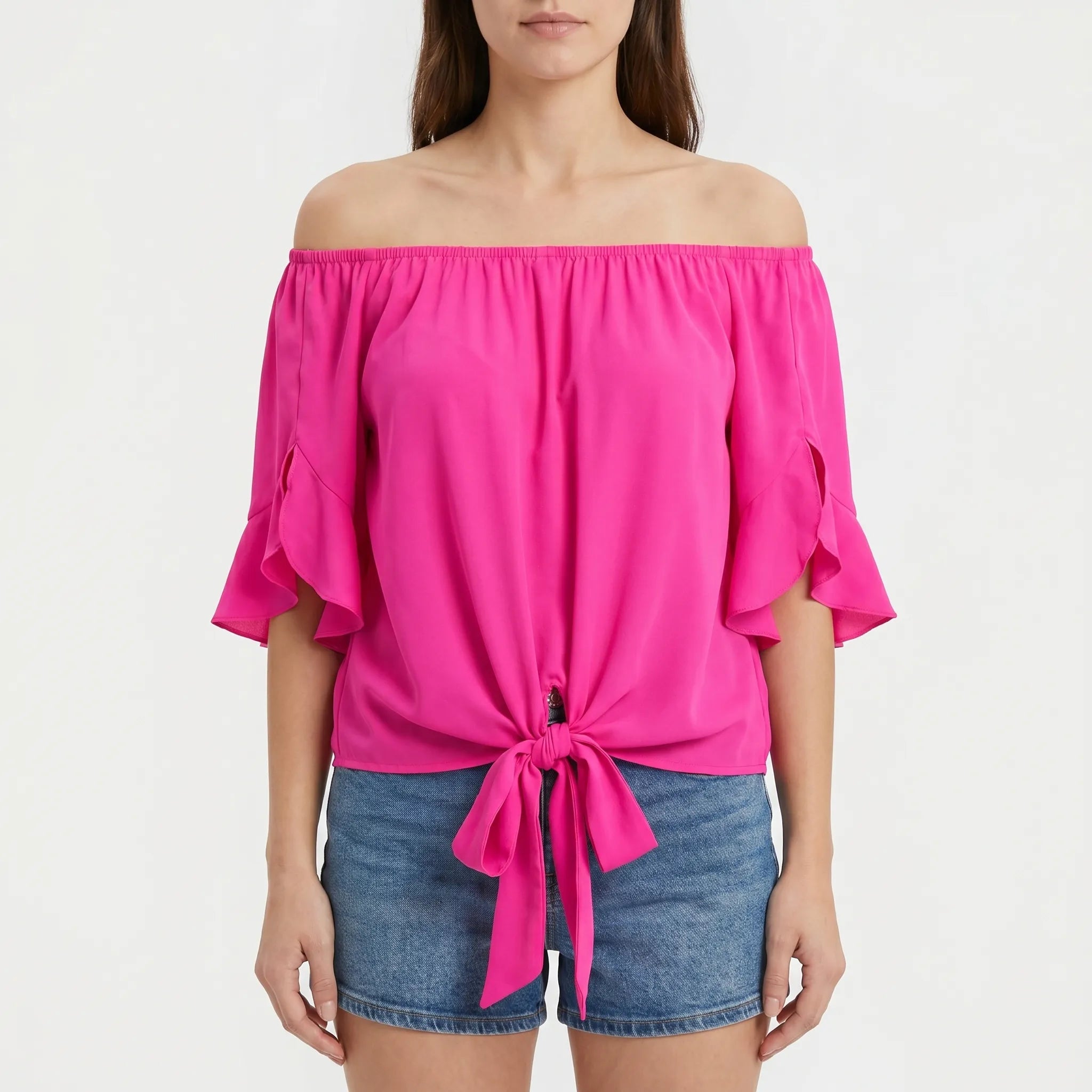 Cascadine™ -  Off-Shoulder Tie Blouse -  Warm Weather Outings