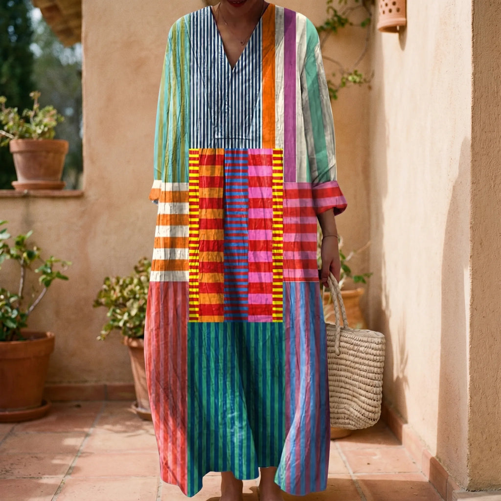 Chromari™ -  Loose Patchwork Midi Dress -  Casual Summer Days