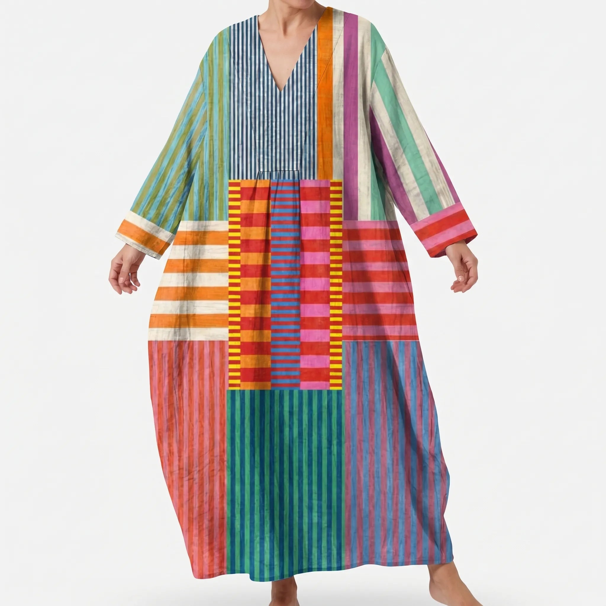 Chromari™ -  Loose Patchwork Midi Dress -  Casual Summer Days
