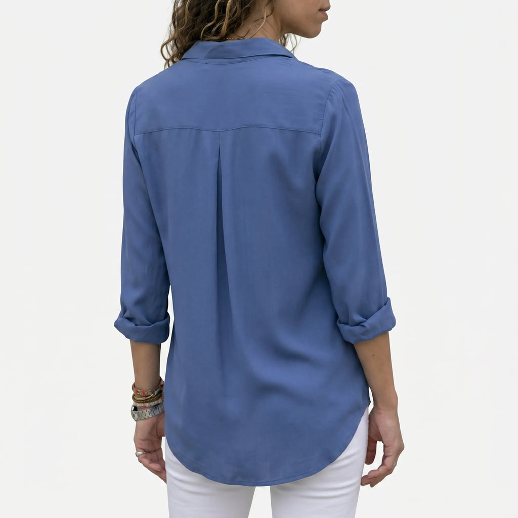 Cielon™ -  Relaxed Button-Front Woven Blouse -  Casual Office Wear