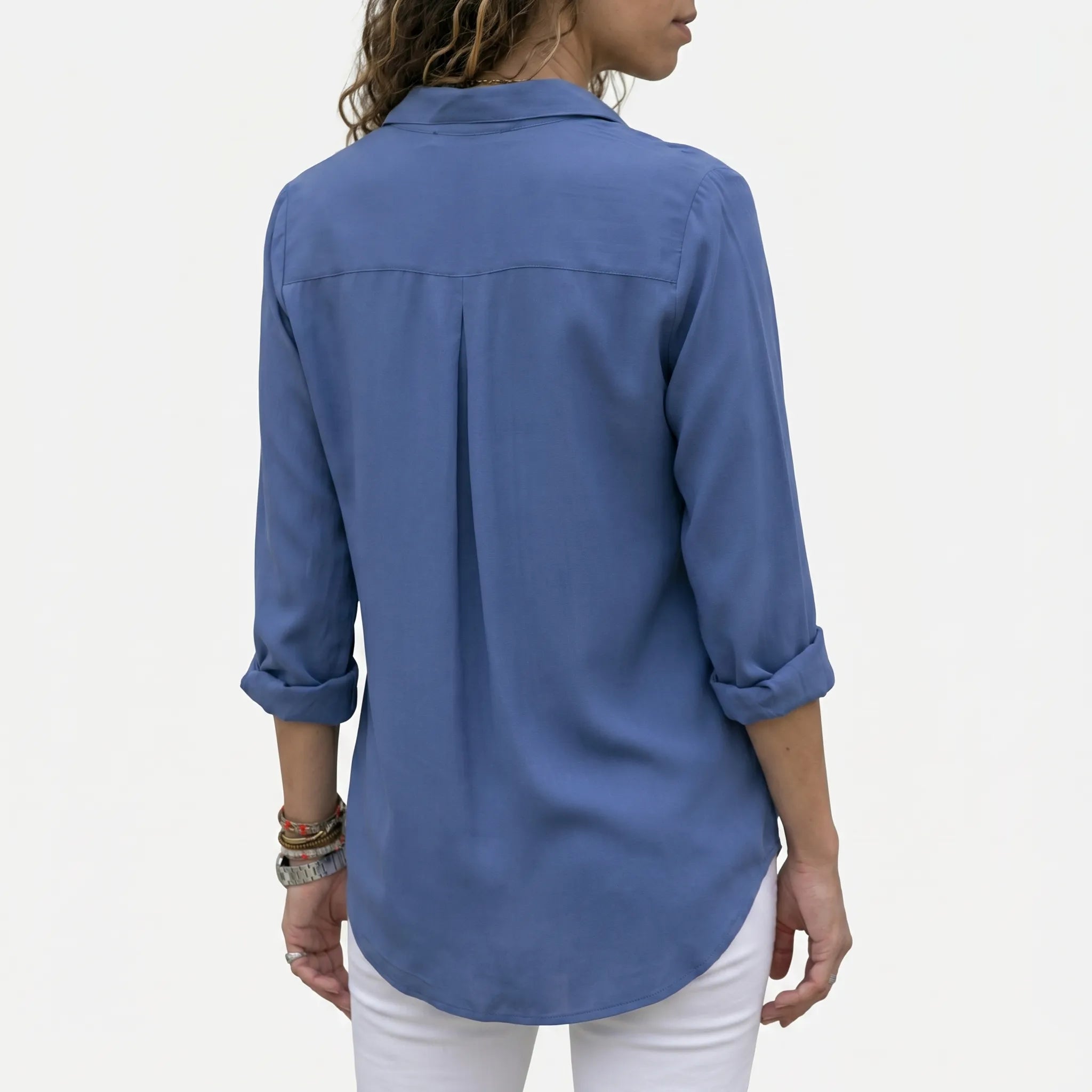 Cielon™ -  Relaxed Button-Front Woven Blouse -  Casual Office Wear