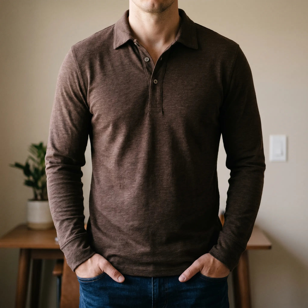 Corston™ -  Long Sleeve Collared Polo Shirt -  Office Casual Days