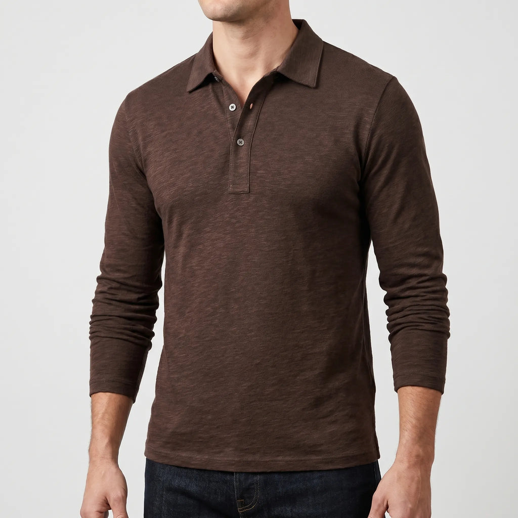 Corston™ -  Long Sleeve Collared Polo Shirt -  Office Casual Days