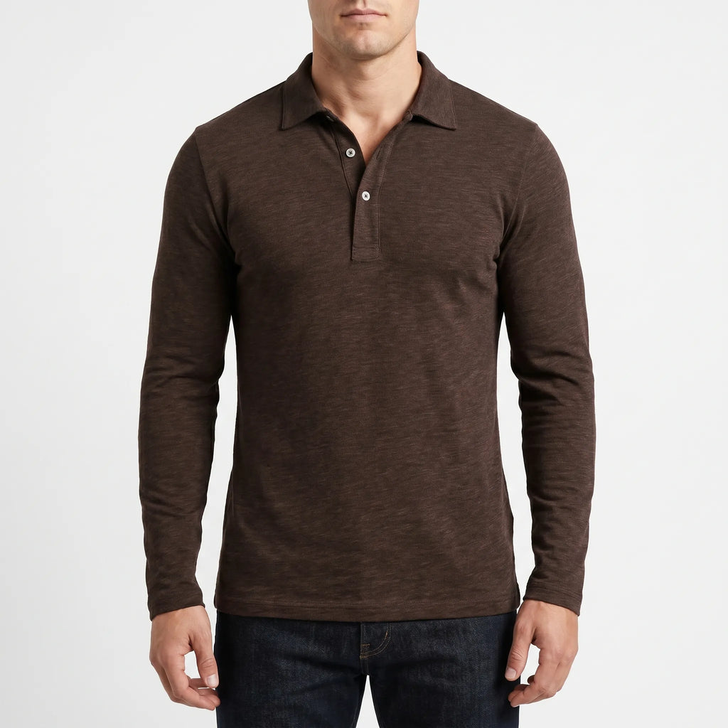 Corston™ -  Long Sleeve Collared Polo Shirt -  Office Casual Days