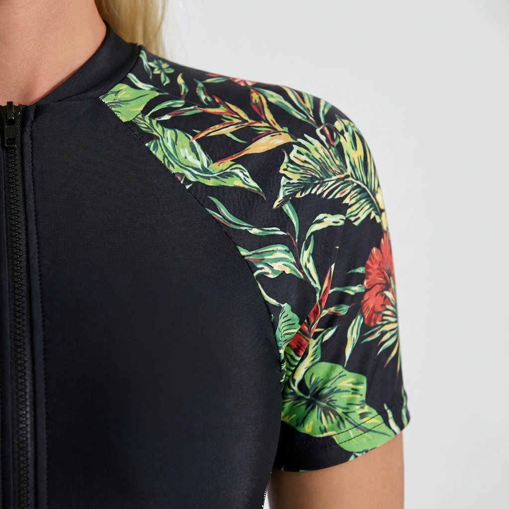 Covella™ -  One Piece Short Sleeve Swimsuit -  Swimming Laps