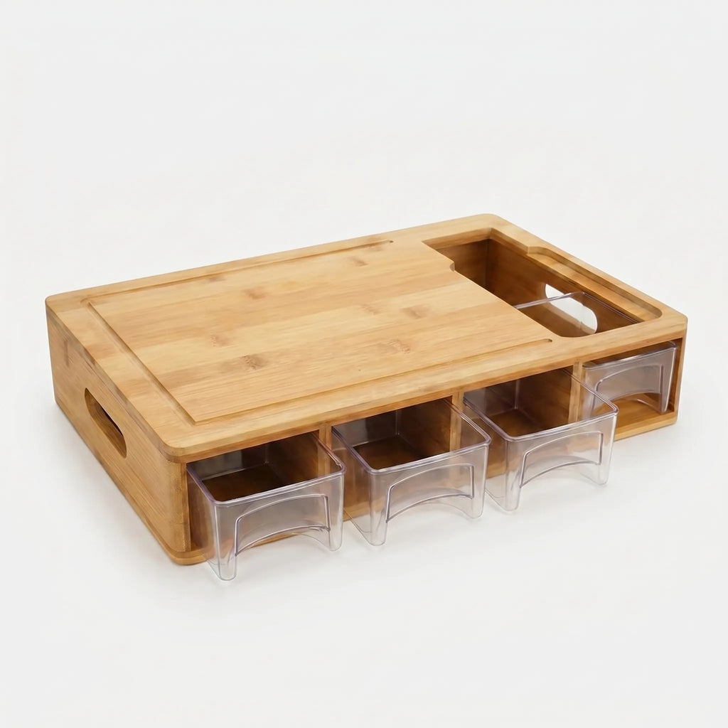 Cuttivo™ -  Raised Cutting Board With Drawers -  Preparing Complex Meals