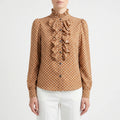 Dotella™ -  Long-Sleeved Polka Dot Blouse -  Office Dressing