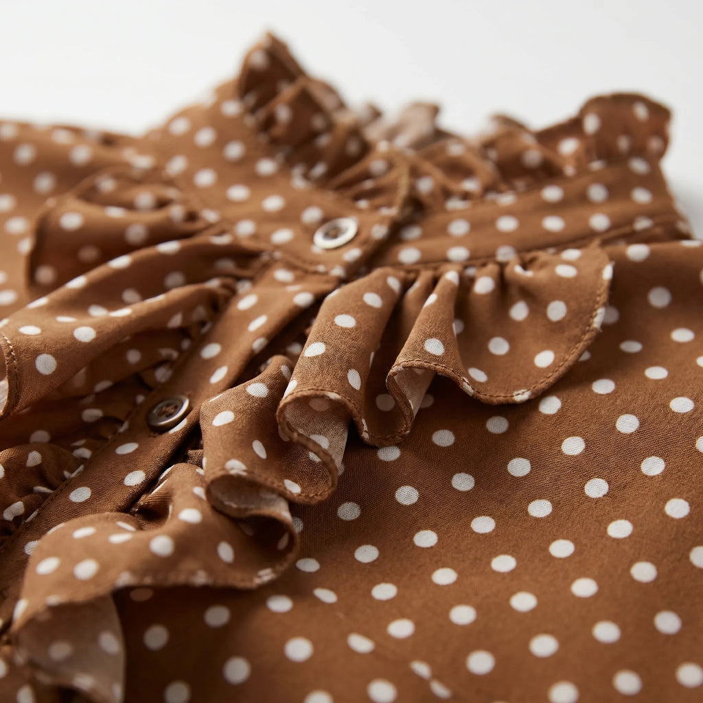 Dotella™ -  Long-Sleeved Polka Dot Blouse -  Office Dressing