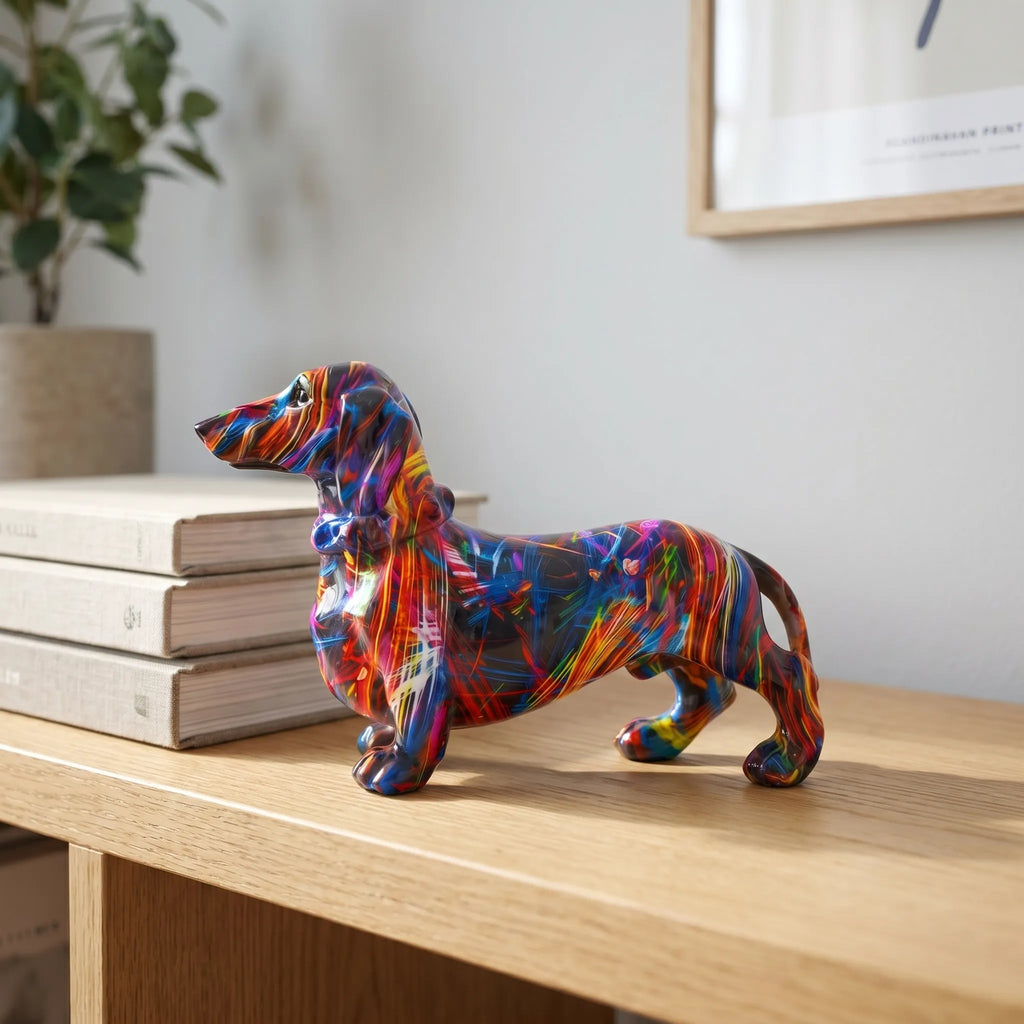 Doxira™ -  Colourful Resin Dog Sculpture -  Styling A Bookshelf