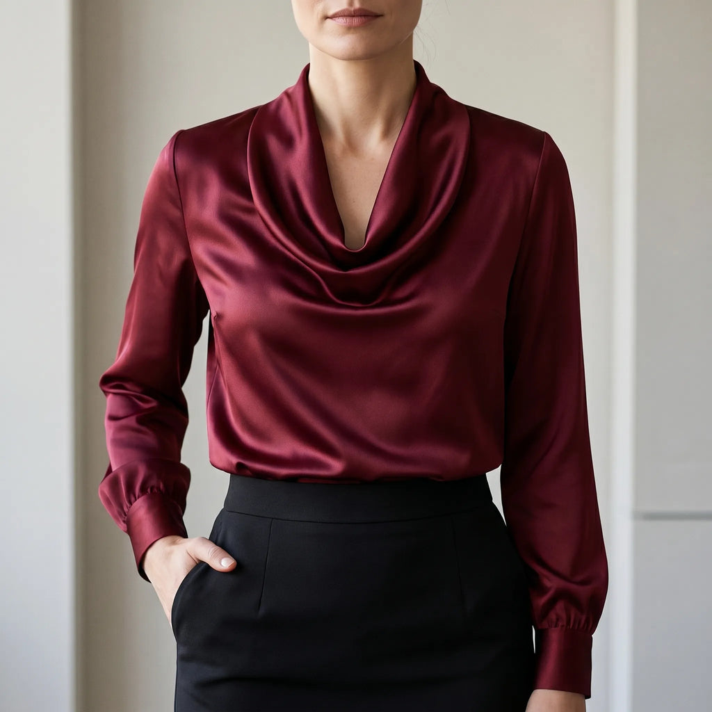 Drapella™ -  Long Sleeve Cowl Blouse -  Office Wear