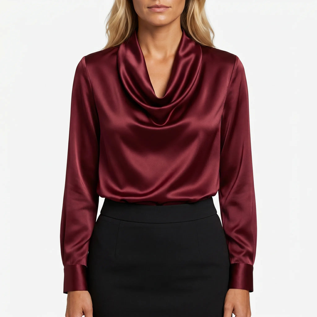Drapella™ -  Long Sleeve Cowl Blouse -  Office Wear