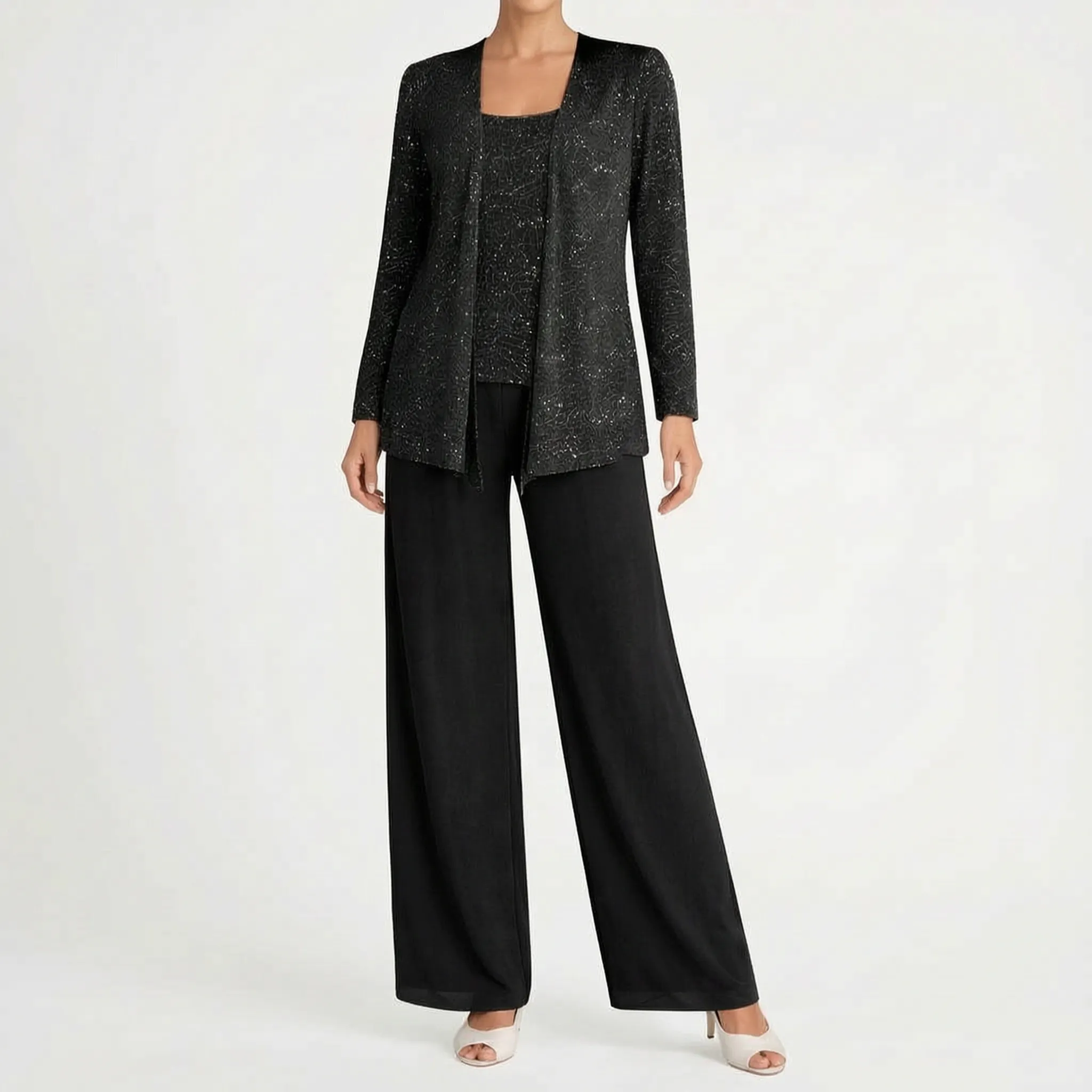 Elegara™ -  Sequined Three-Piece Trouser Suit -  Evening Event Styling