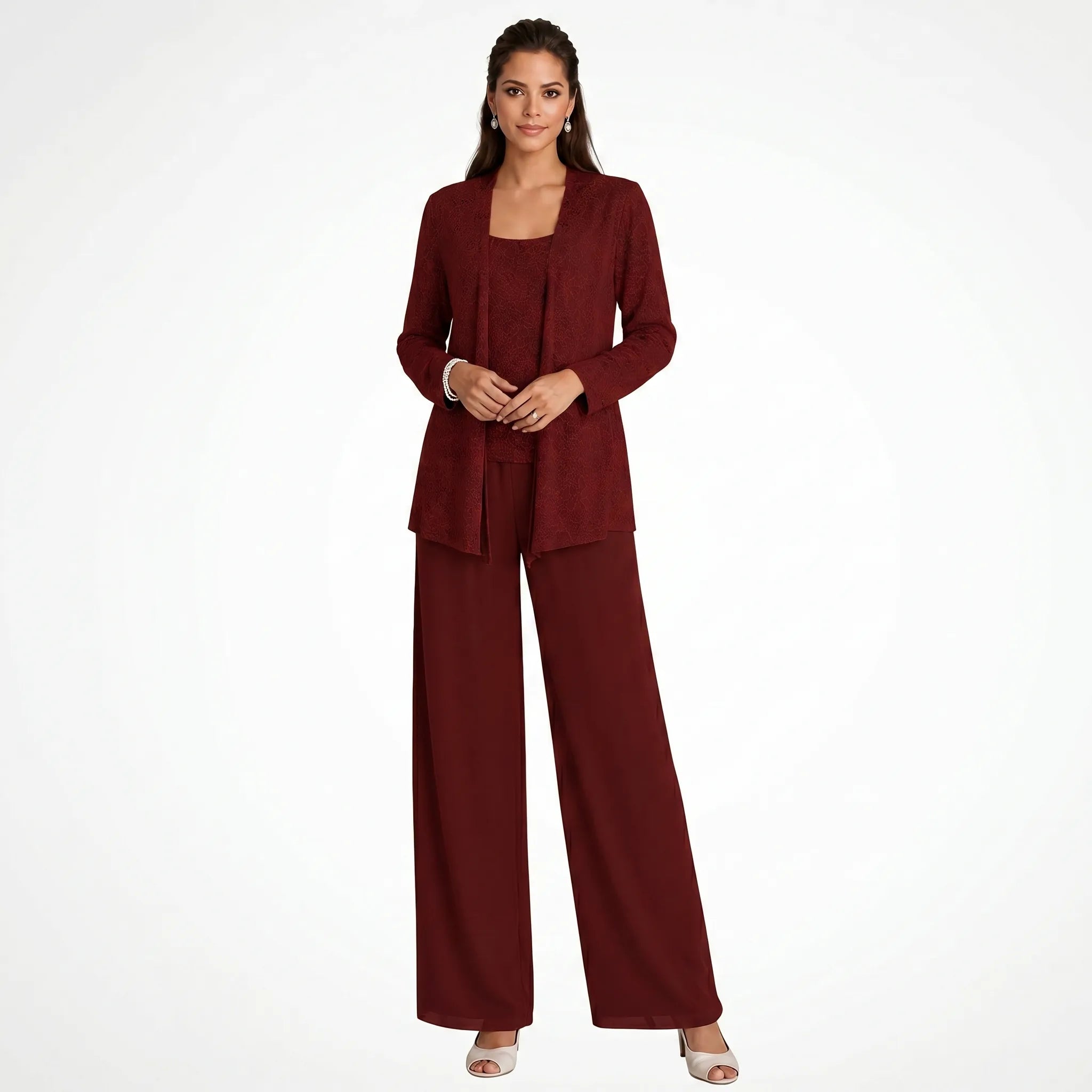 Elegara™ -  Sequined Three-Piece Trouser Suit -  Evening Event Styling