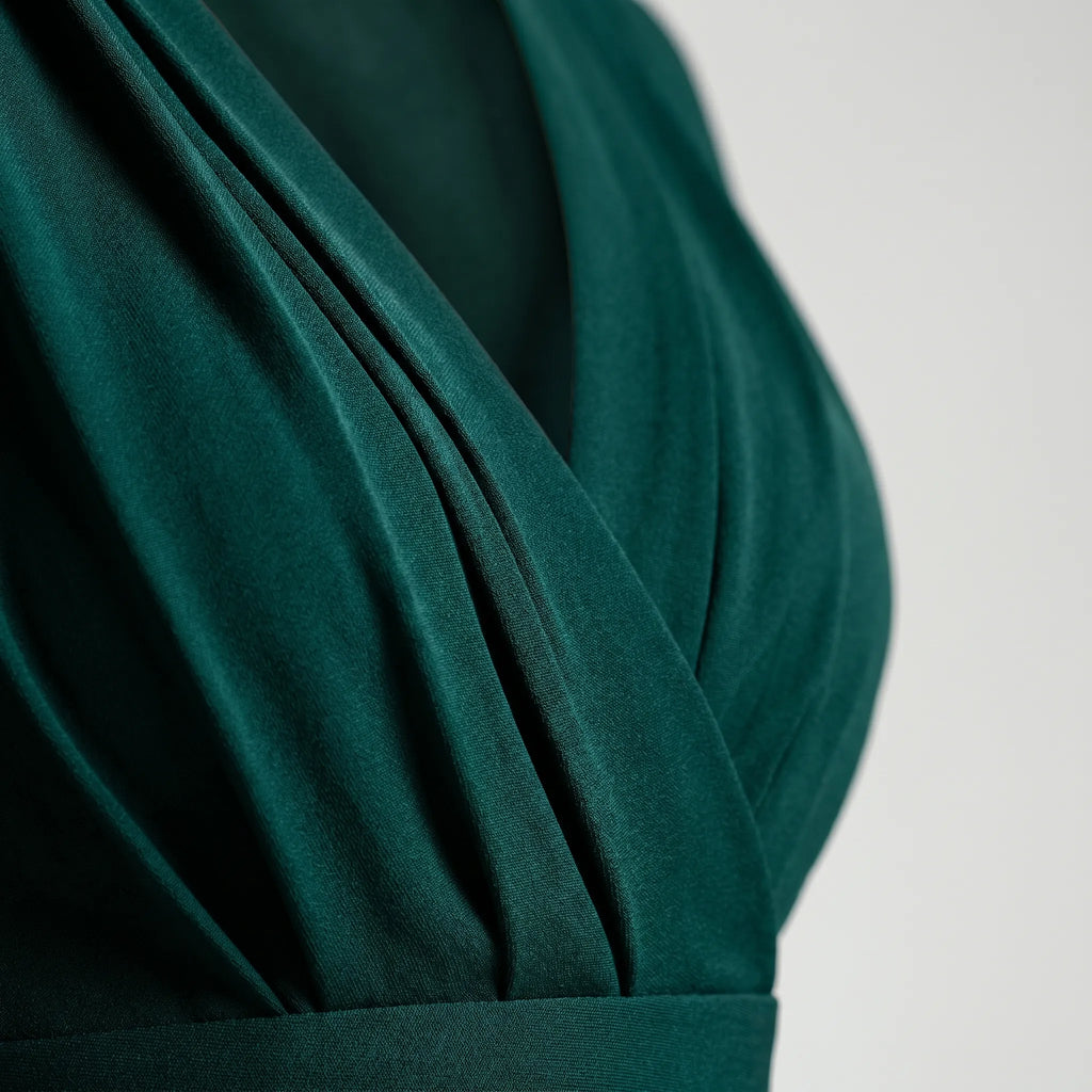 Elegina™ -  Ruched V-Neck Midi Dress -  Formal Event Dressing