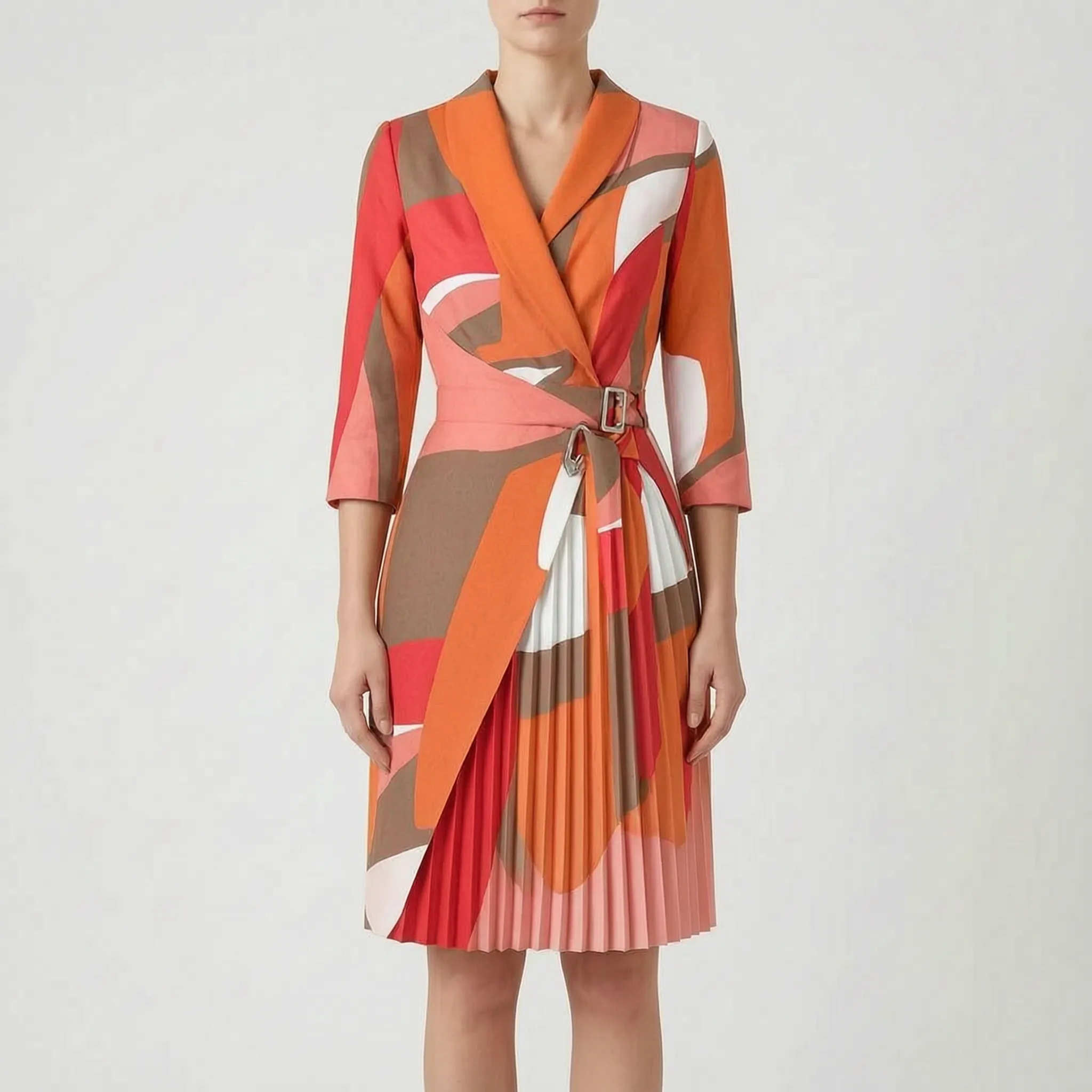 Elevaria™ -  Houndstooth Blazer Wrap Dress -  Business Meetings