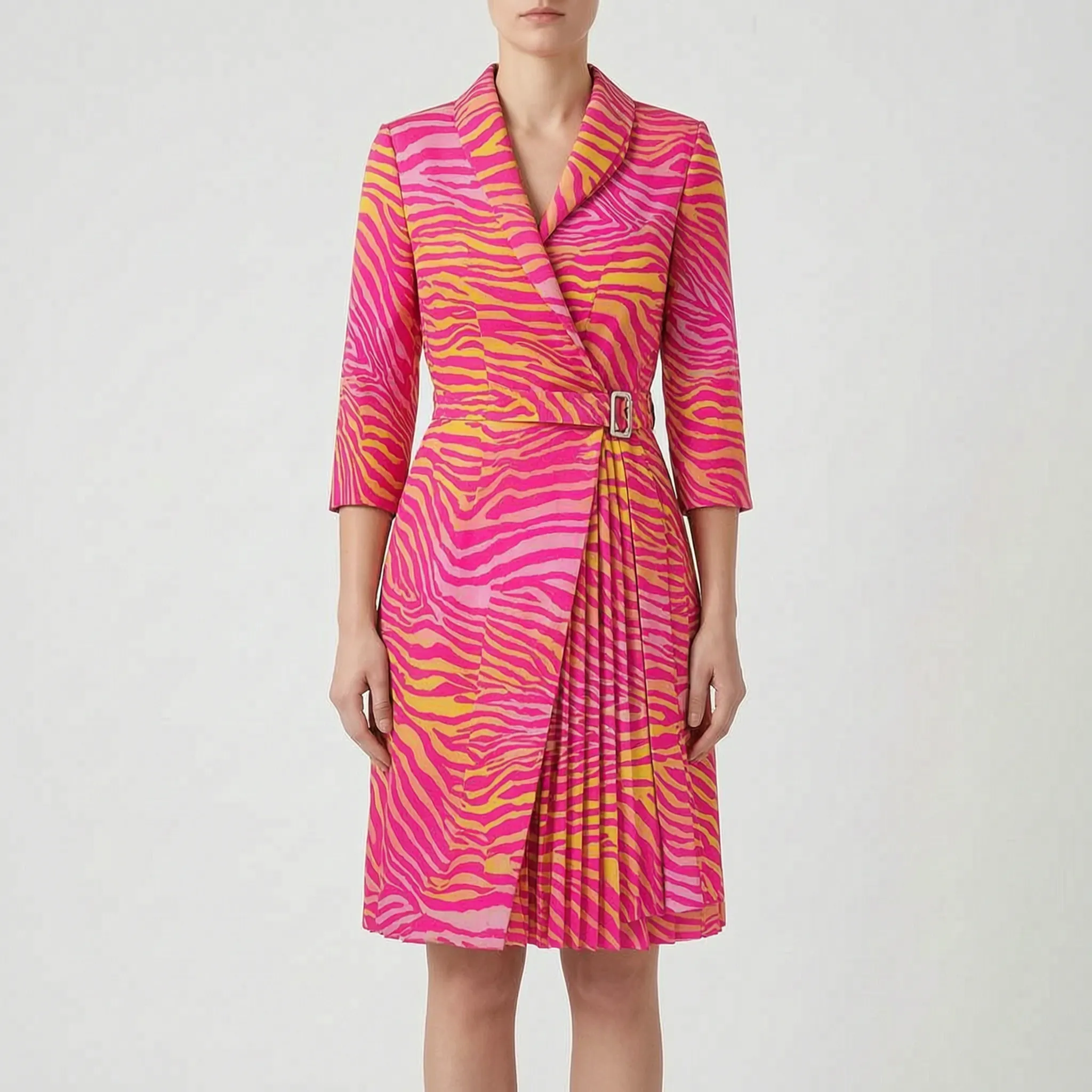 Elevaria™ -  Houndstooth Blazer Wrap Dress -  Business Meetings