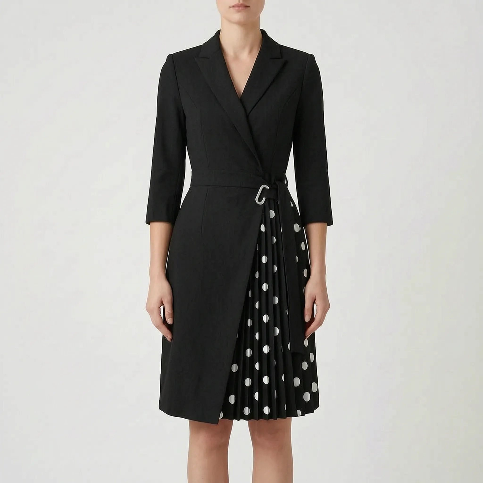 Elevaria™ -  Houndstooth Blazer Wrap Dress -  Business Meetings