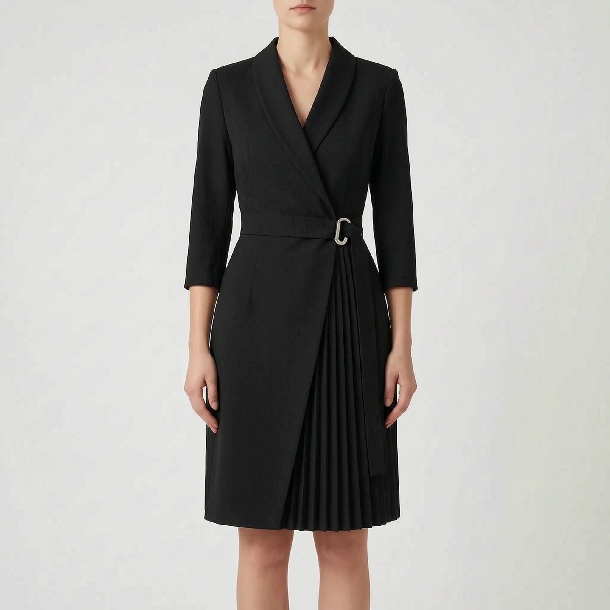 Elevaria™ -  Houndstooth Blazer Wrap Dress -  Business Meetings