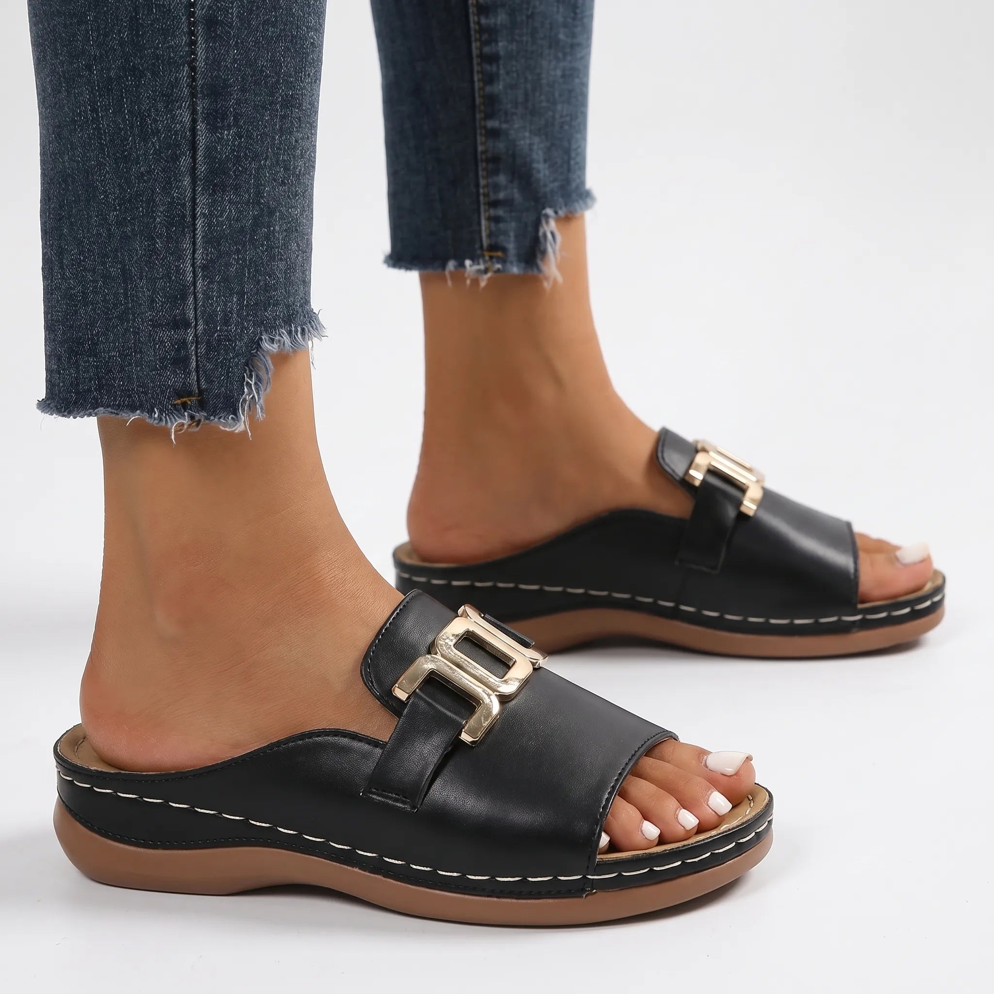 Elevora™ -  Open Toe Platform Sandals -  Adding Subtle Height