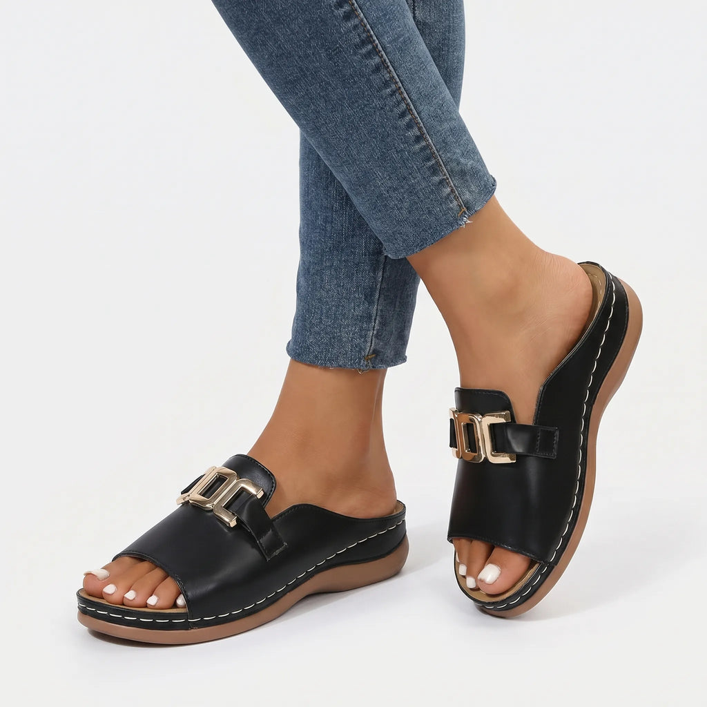 Elevora™ -  Open Toe Platform Sandals -  Adding Subtle Height