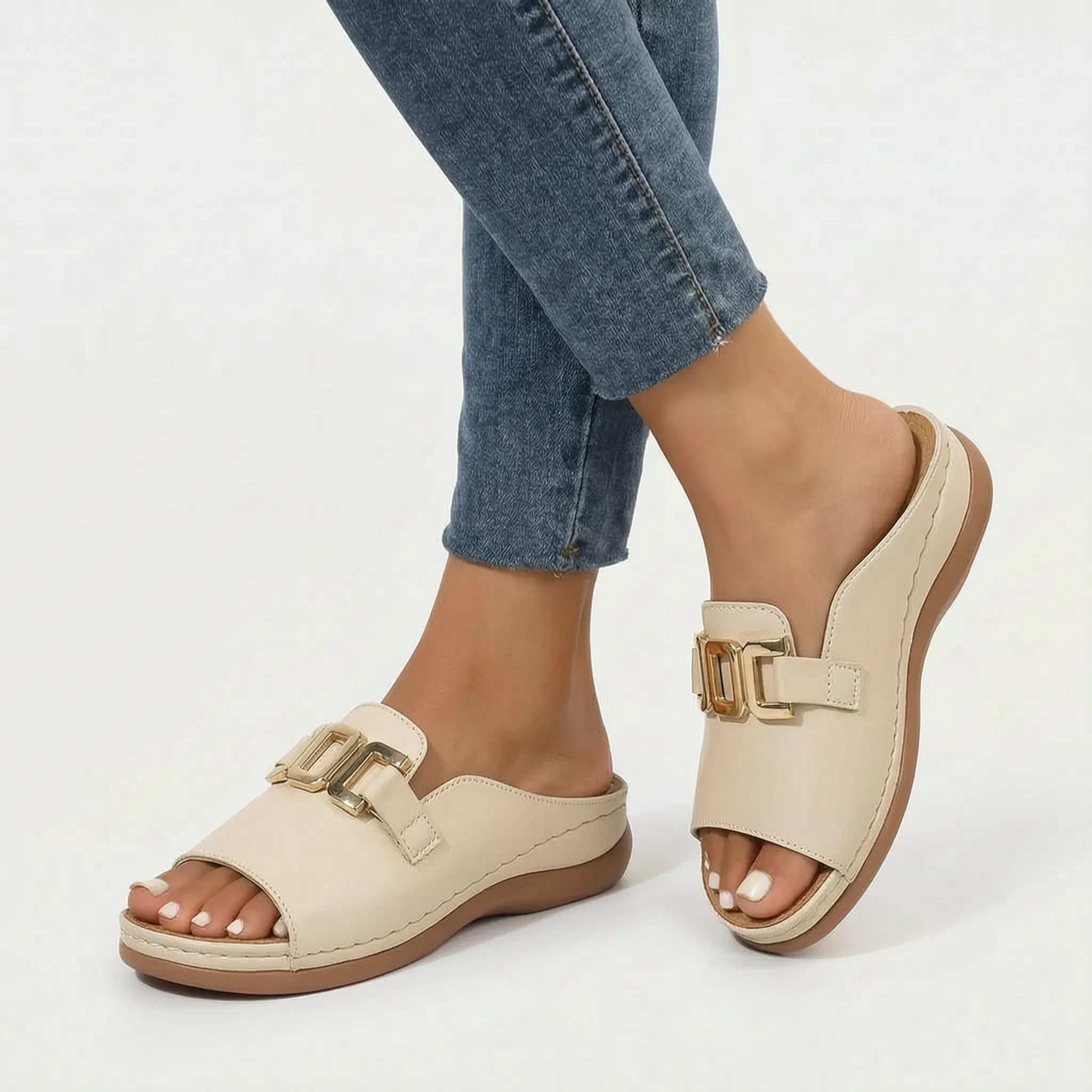 Elevora™ -  Open Toe Platform Sandals -  Adding Subtle Height