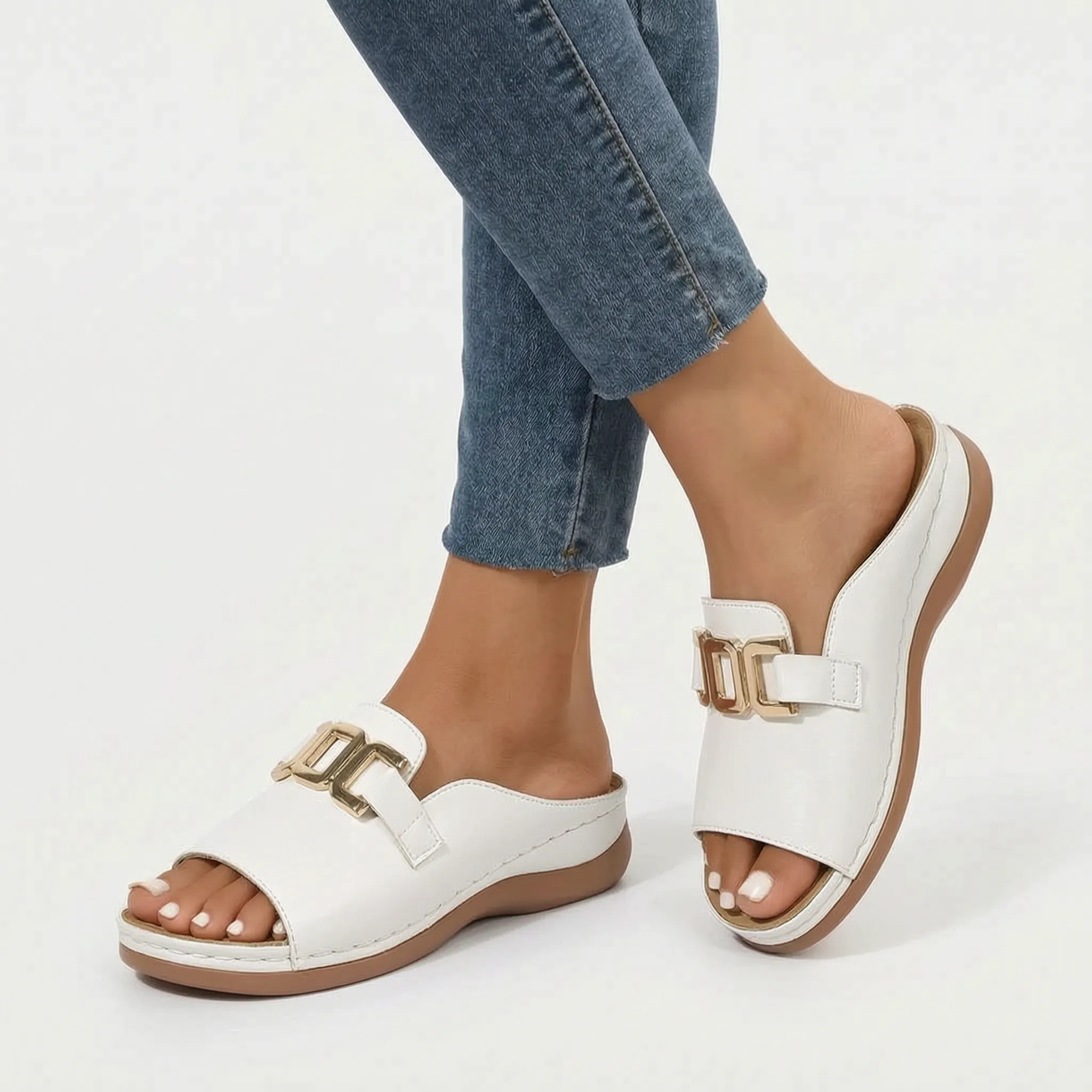 Elevora™ -  Open Toe Platform Sandals -  Adding Subtle Height