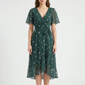Floravia™ -  Floral Print Midi Wrap Dress -  Summer Garden Parties
