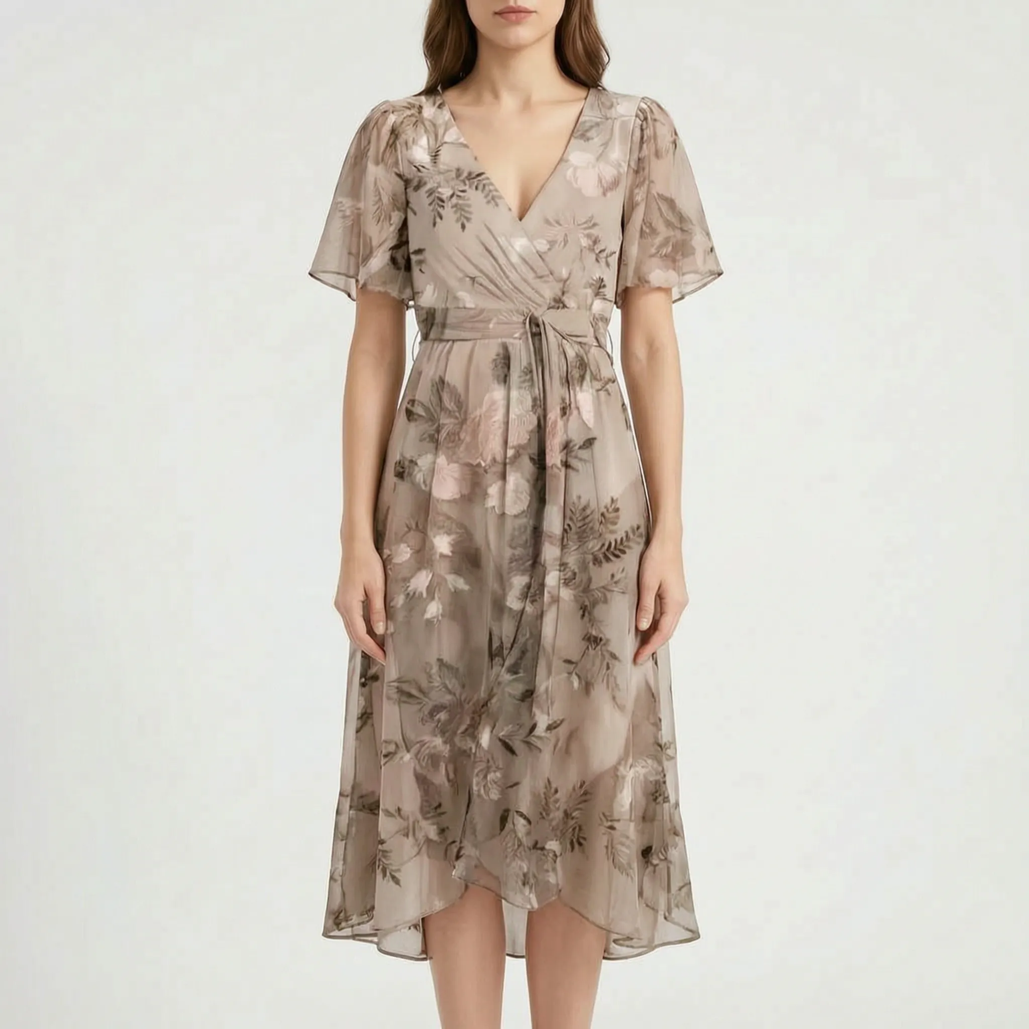 Floravia™ -  Floral Print Midi Wrap Dress -  Summer Garden Parties