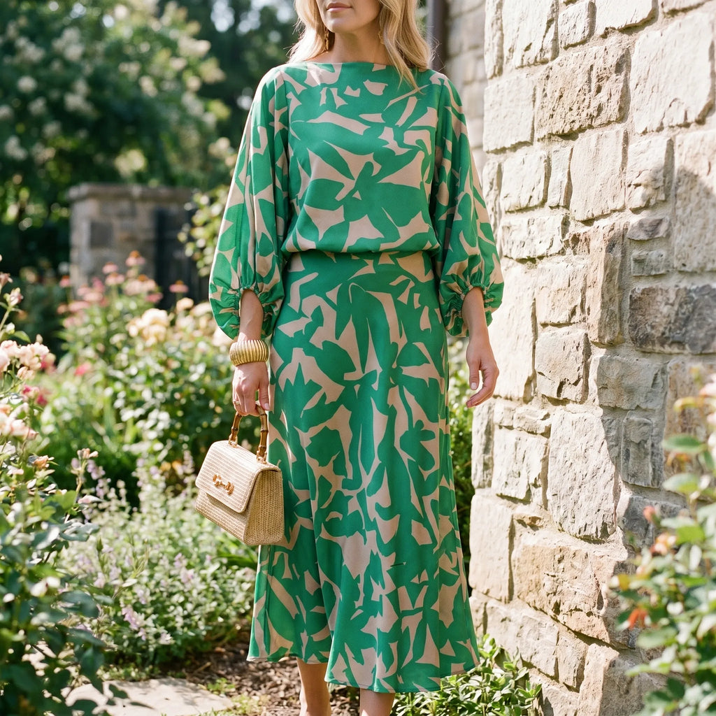 Floravie™ -  Two-Piece Midi Skirt Set -  Effortless Daytime Styling