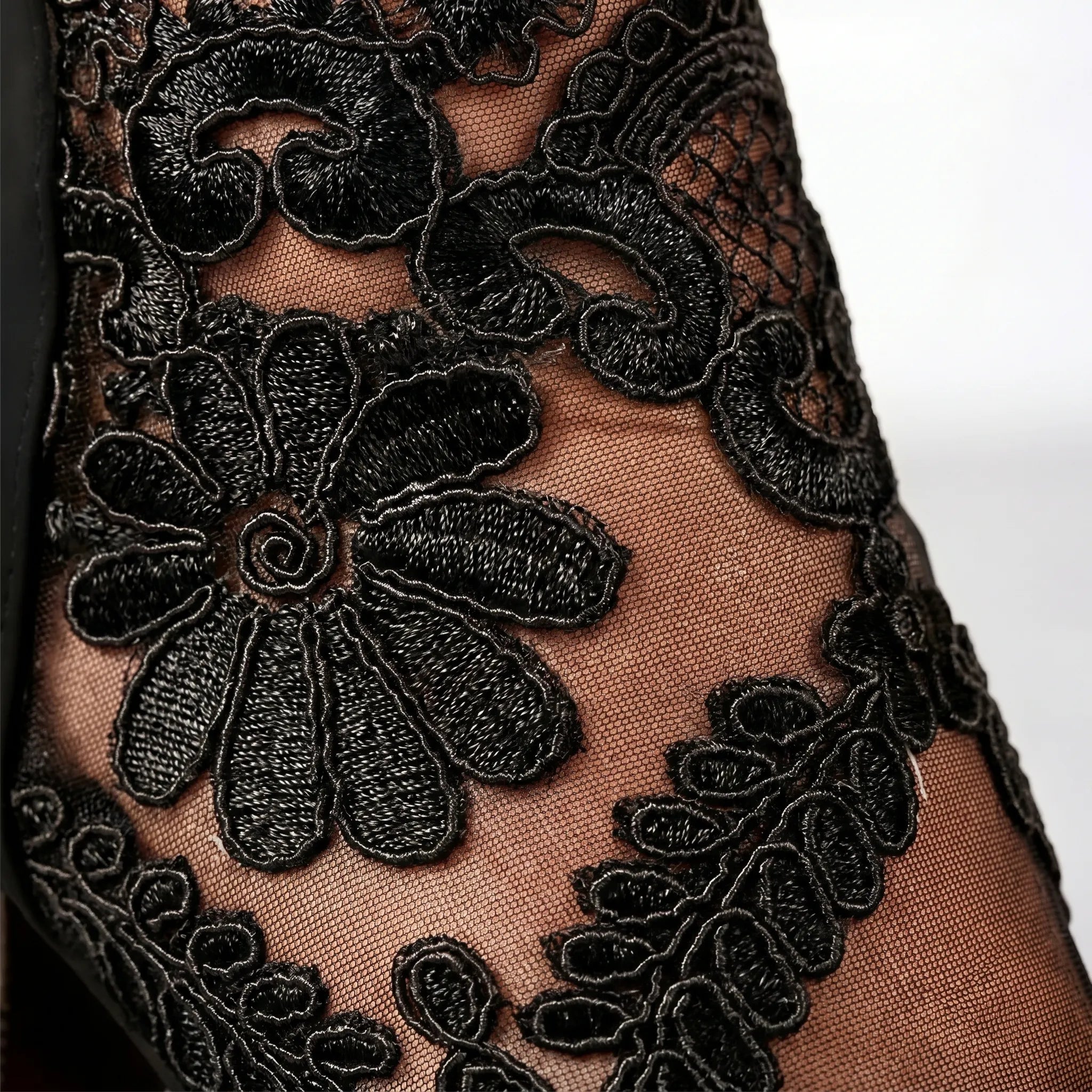 Floriette™ -  Sheer Floral Heeled Booties -  Elevating Evening Outfits
