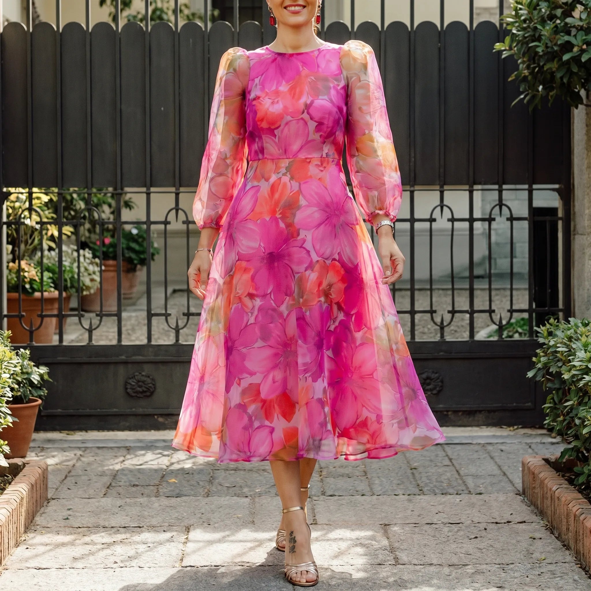 Florina™ -  Floral Midi Dress -  Attending Special Occasions