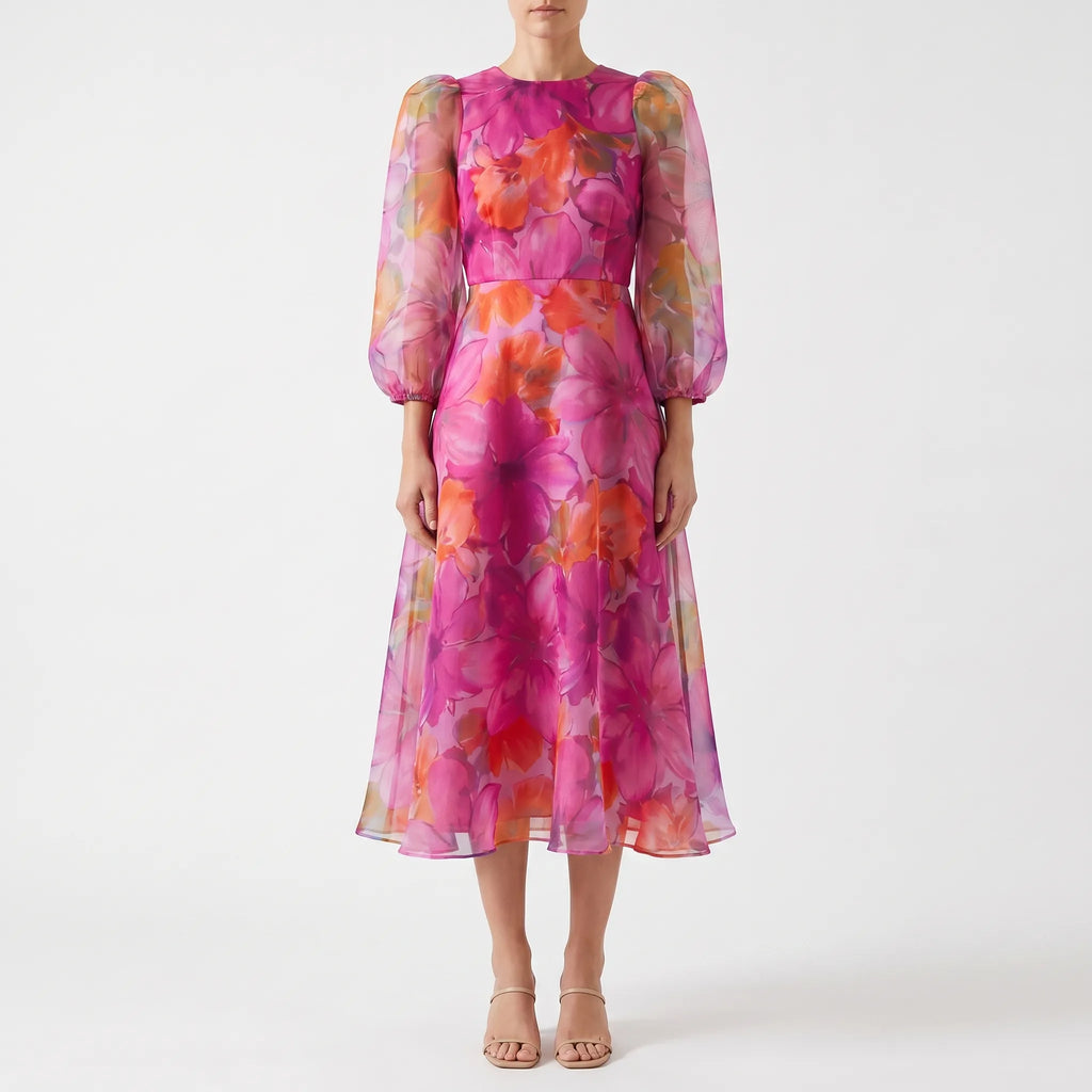 Florina™ -  Floral Midi Dress -  Attending Special Occasions