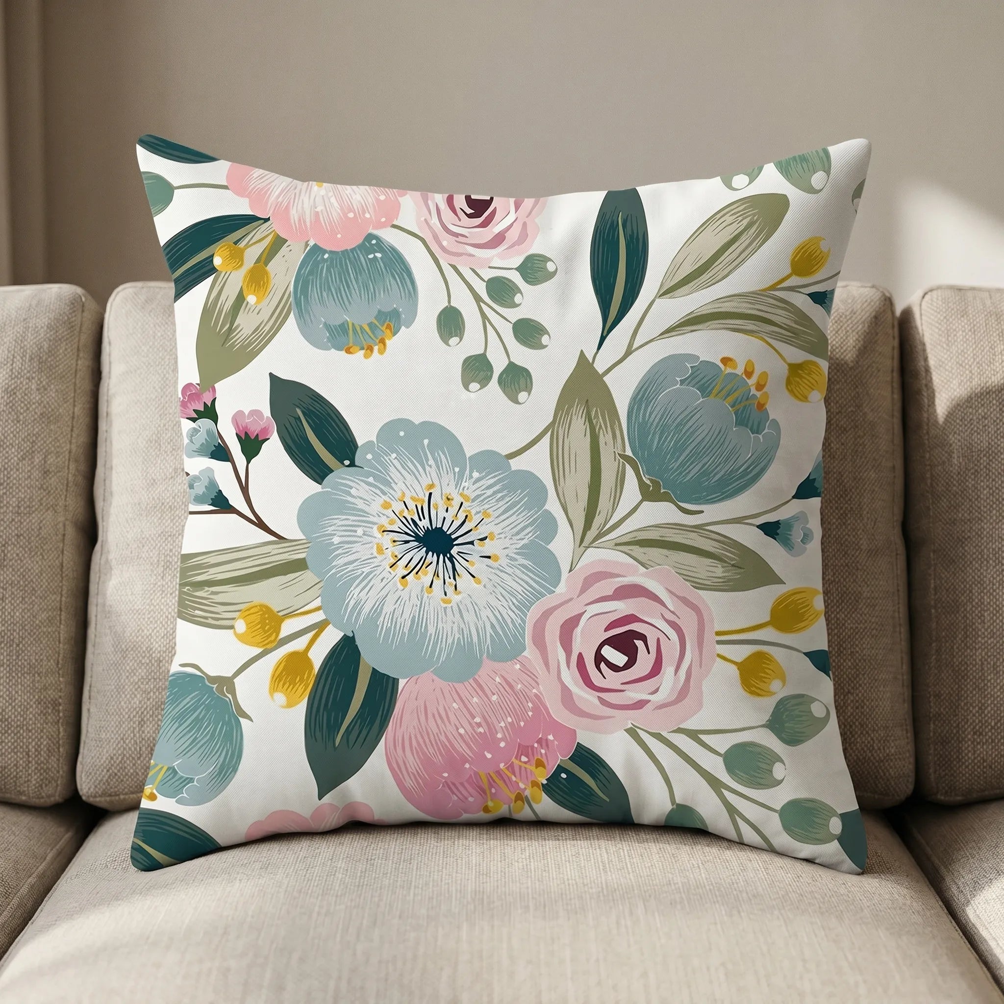 Florique™ -  Pastoral Floral Square Cushion -  Decorating Living Rooms
