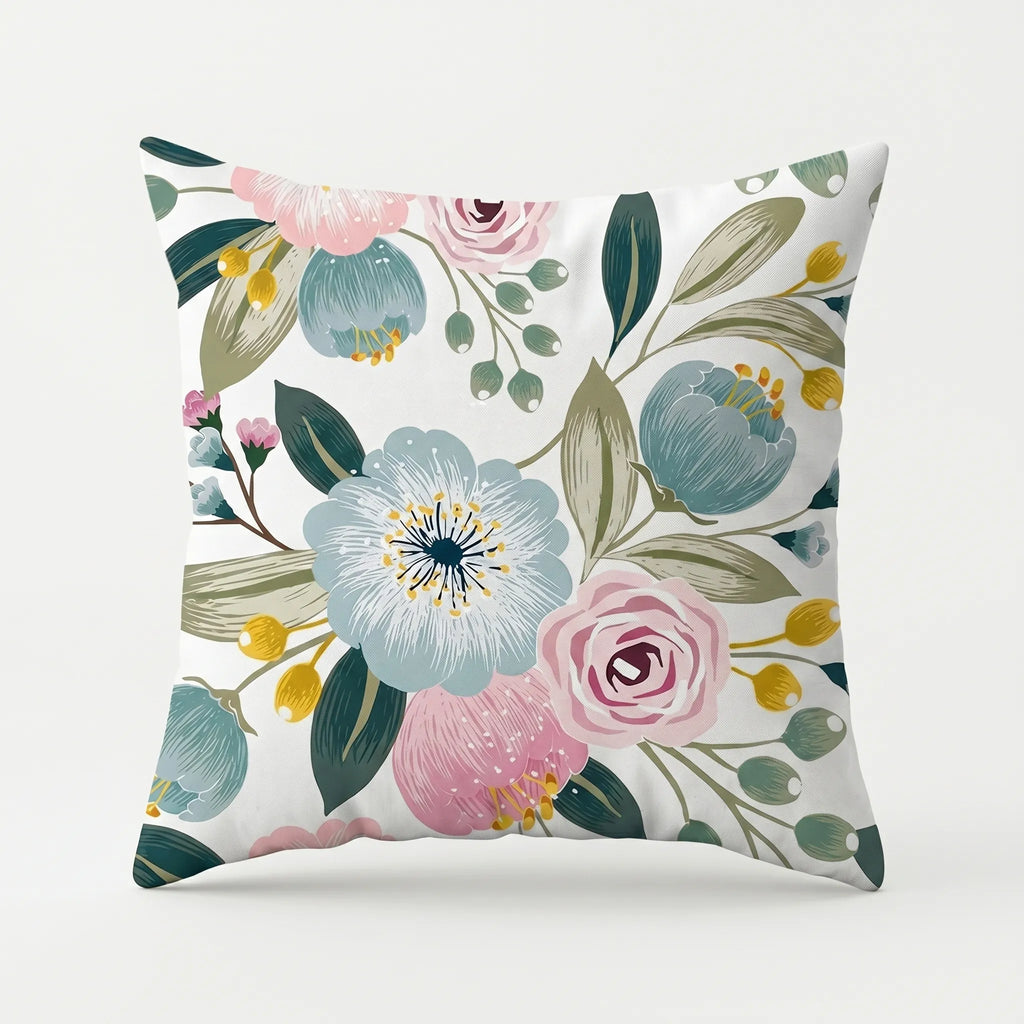 Florique™ -  Pastoral Floral Square Cushion -  Decorating Living Rooms