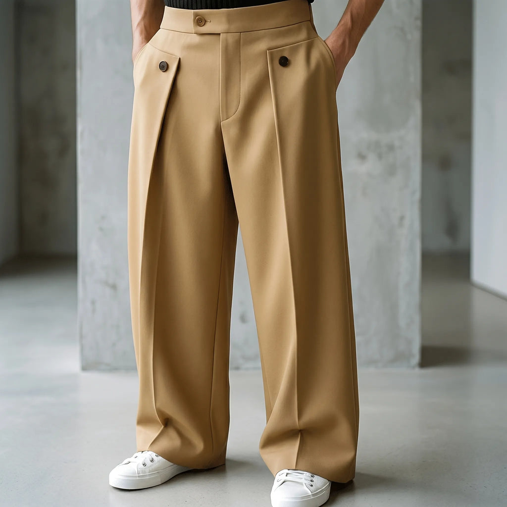 FormDrape™ -  Men's Wide-Leg Trousers -  Smart-Casual Office Wear