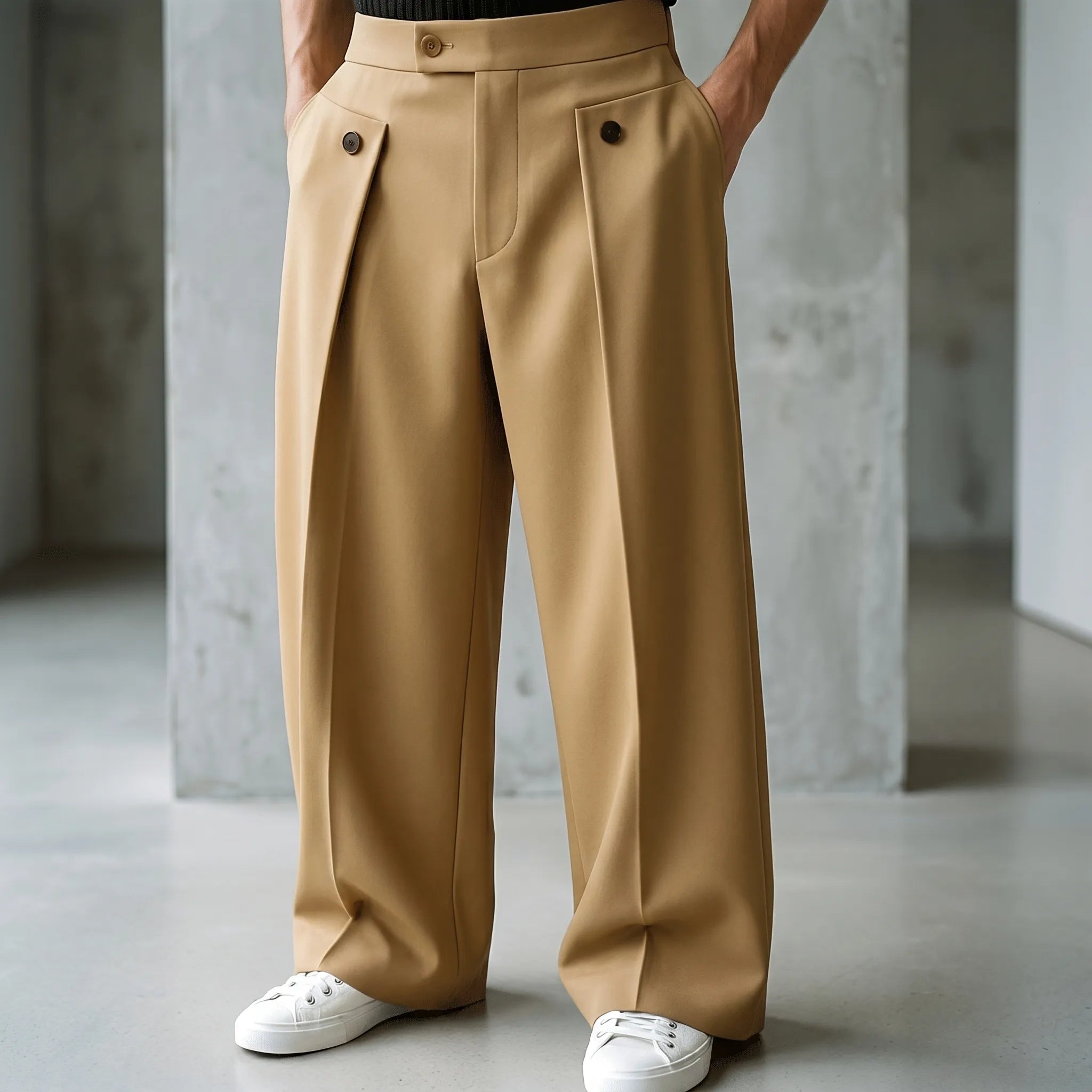 FormDrape™ -  Men's Wide-Leg Trousers -  Smart-Casual Office Wear