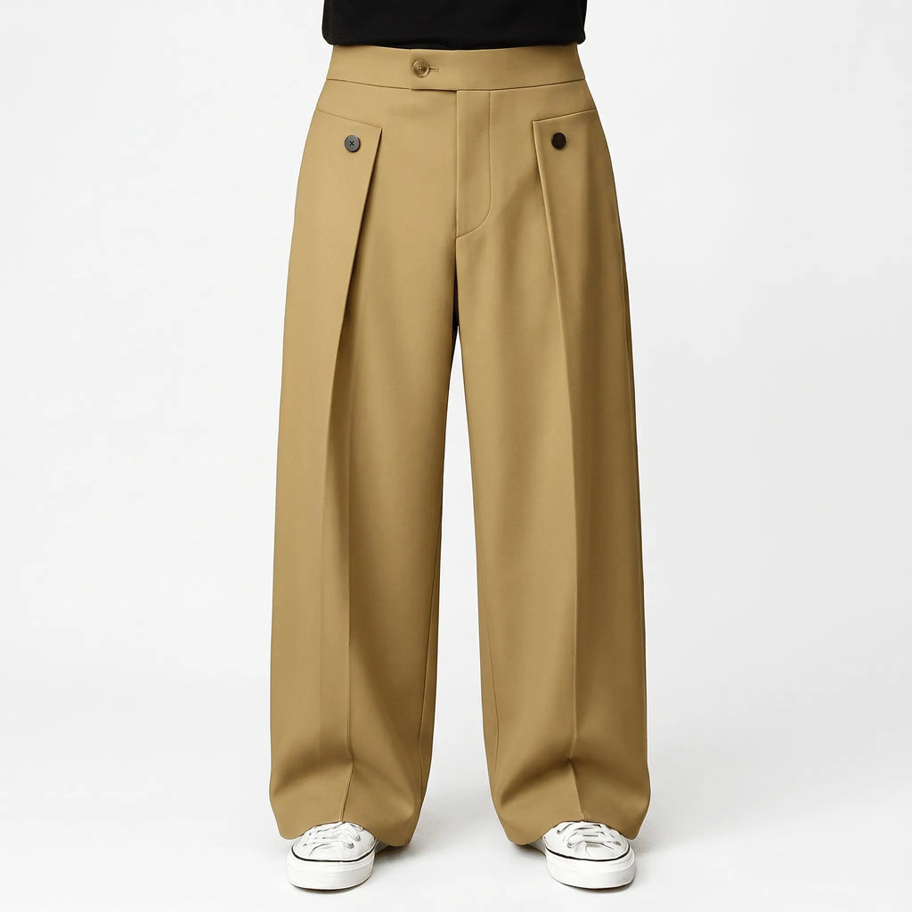 FormDrape™ -  Men's Wide-Leg Trousers -  Smart-Casual Office Wear
