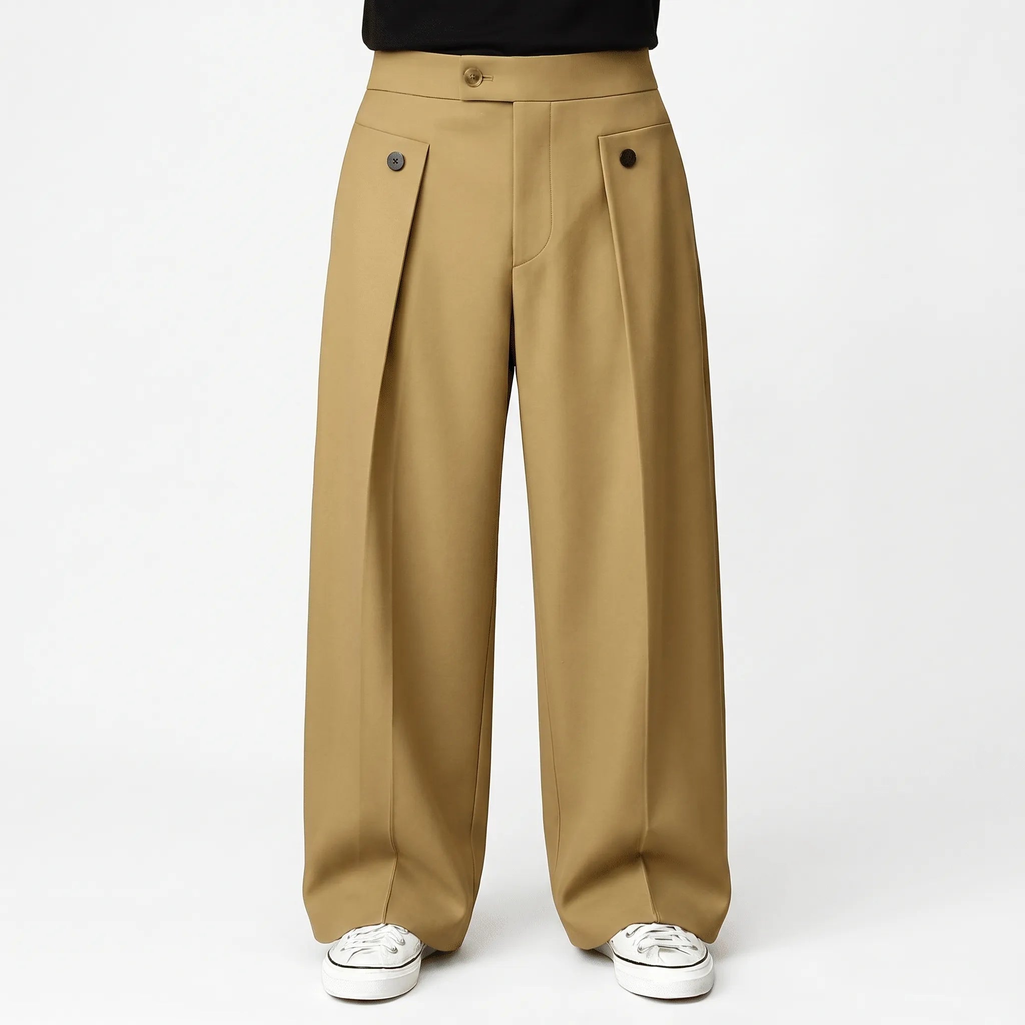 FormDrape™ -  Men's Wide-Leg Trousers -  Smart-Casual Office Wear