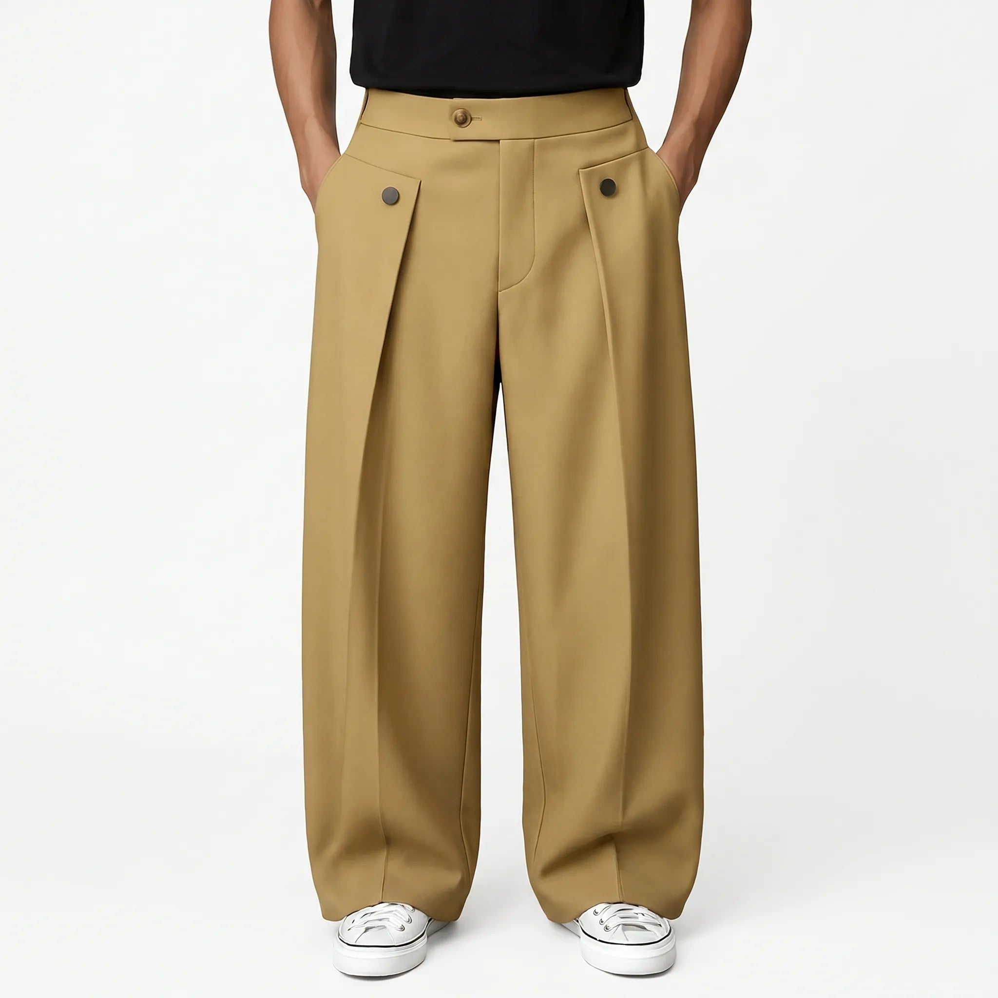 FormDrape™ -  Men's Wide-Leg Trousers -  Smart-Casual Office Wear