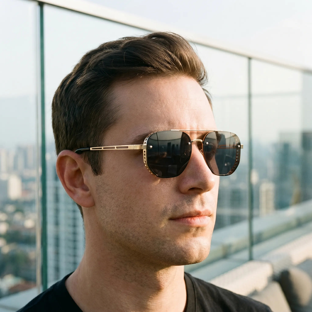 Gildar™ -  Geometric Aviator Sunglasses -  Driving In Sunlight