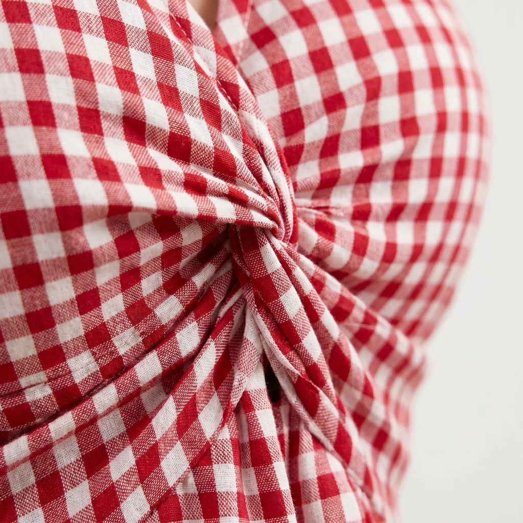 Gingora™ -  Short Sleeve Gingham Blouse -  Casual Summer Outings